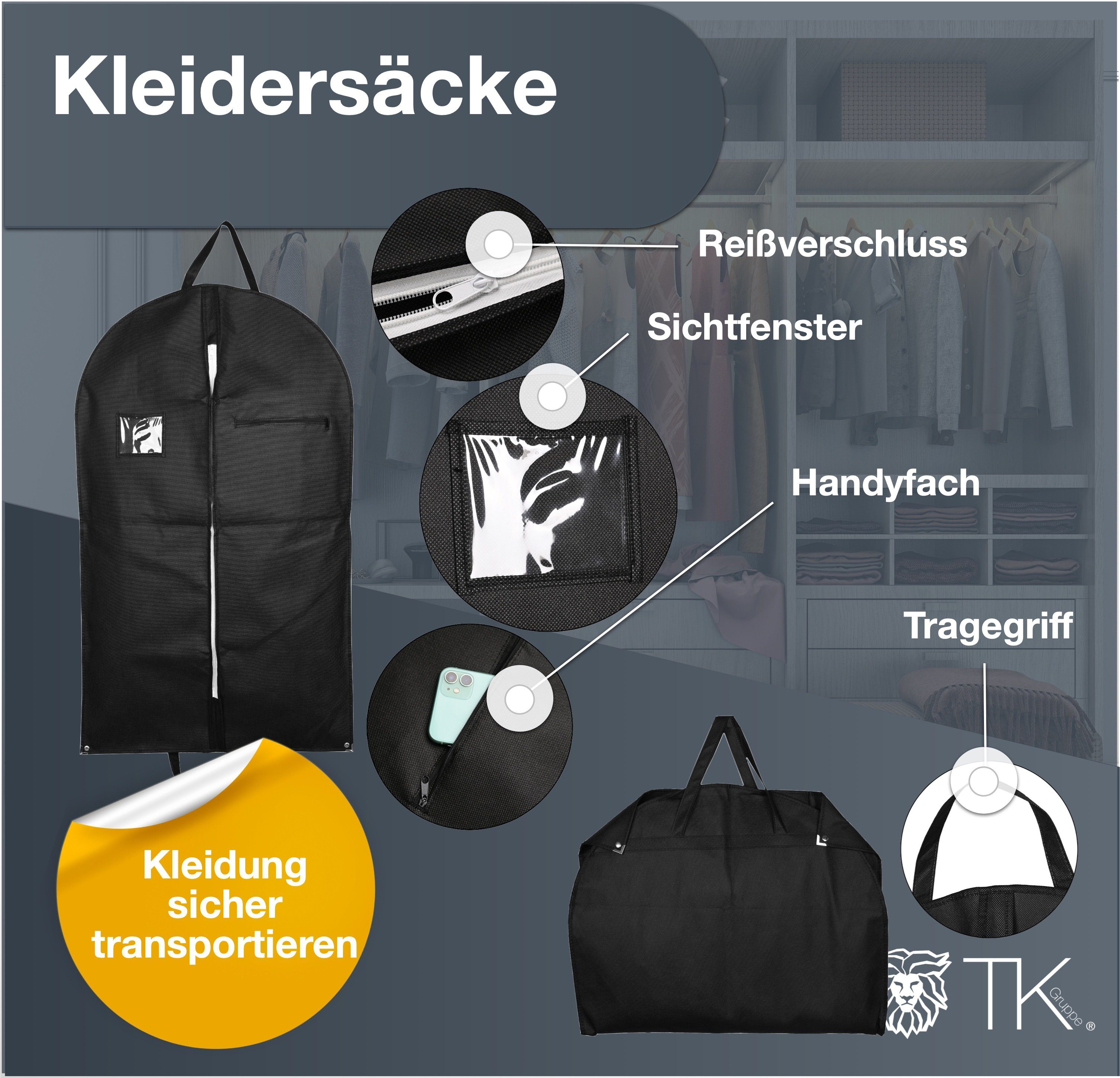 Kleidersack - Kleiderschutzhülle St) 1x inkl. Set Wäschesack 2x Kleiderhüllen (3 Travelfreund®