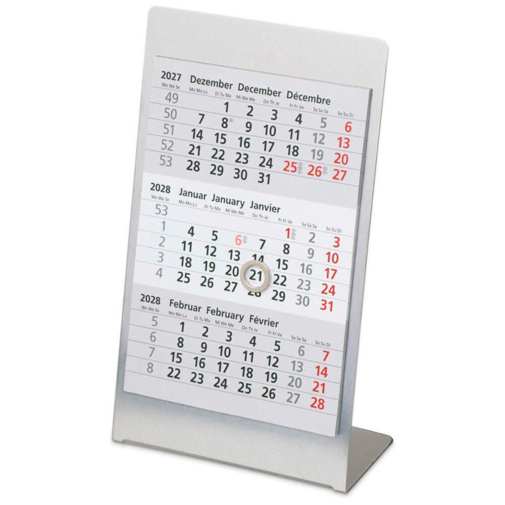 Saphir-Tec Terminkalender Tischkalender 2027/2028 magnet. Edelstahl silber matt (1-tlg)