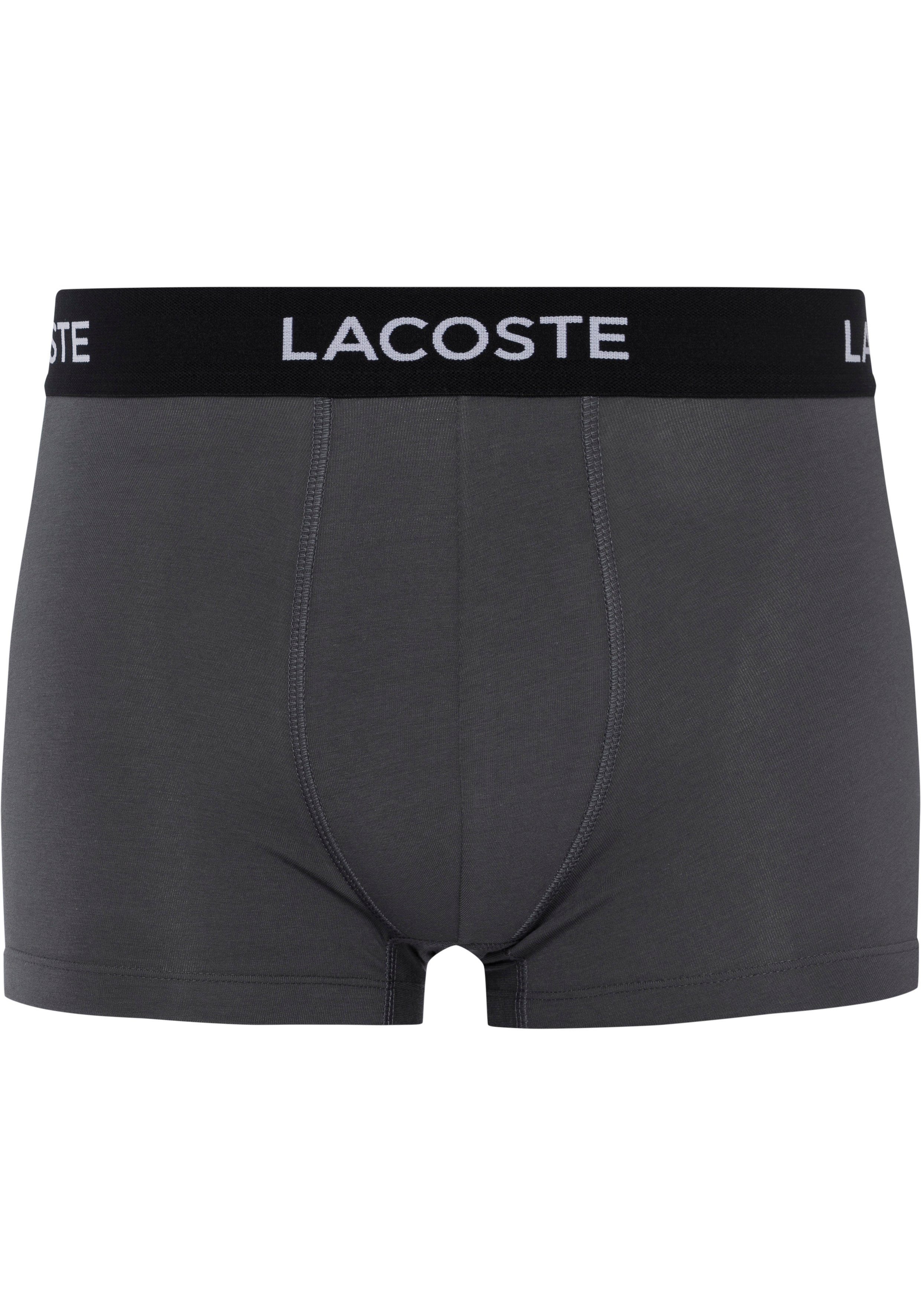 5er-Pack) grau-schwarz-weiß mit Lacoste Bund am 5-St., Boxershorts (Packung, Lacoste-Schriftzug