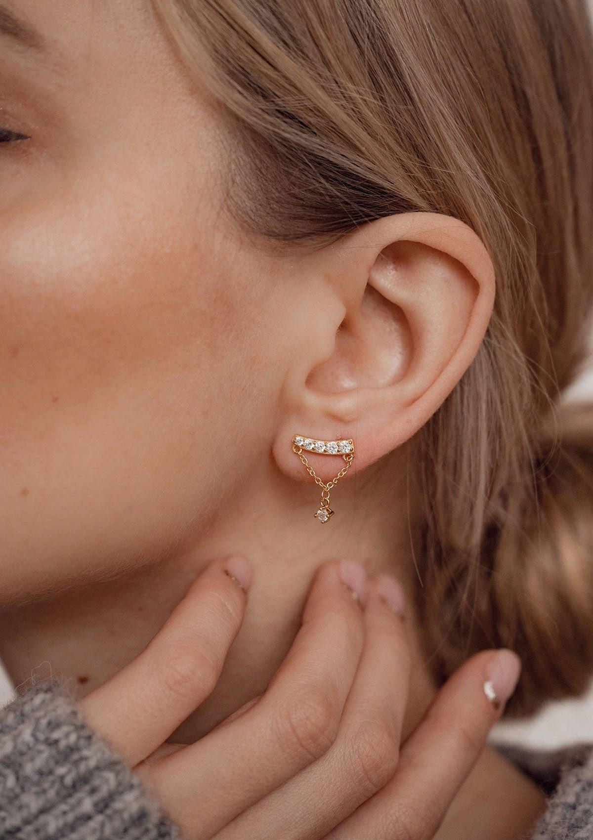Hey Happiness Paar Ohrhänger Ketten Kristalle, Ohrstecker 925 Silber hängen günstig online kaufen
