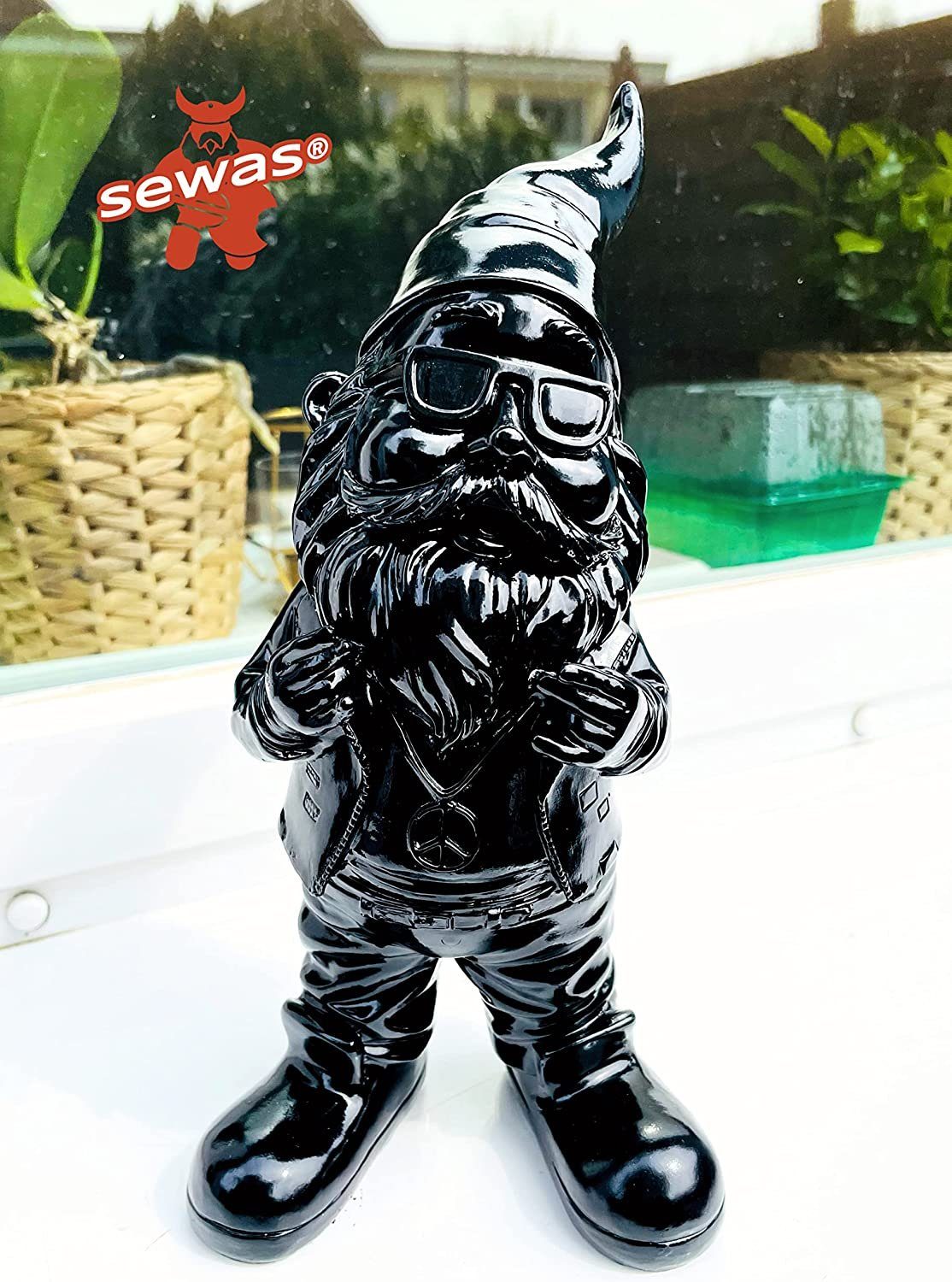 Gartenzwerg Mit Gitarre Figur - Rote Hut Blaue Outfit Deko Für Garten & Indoor