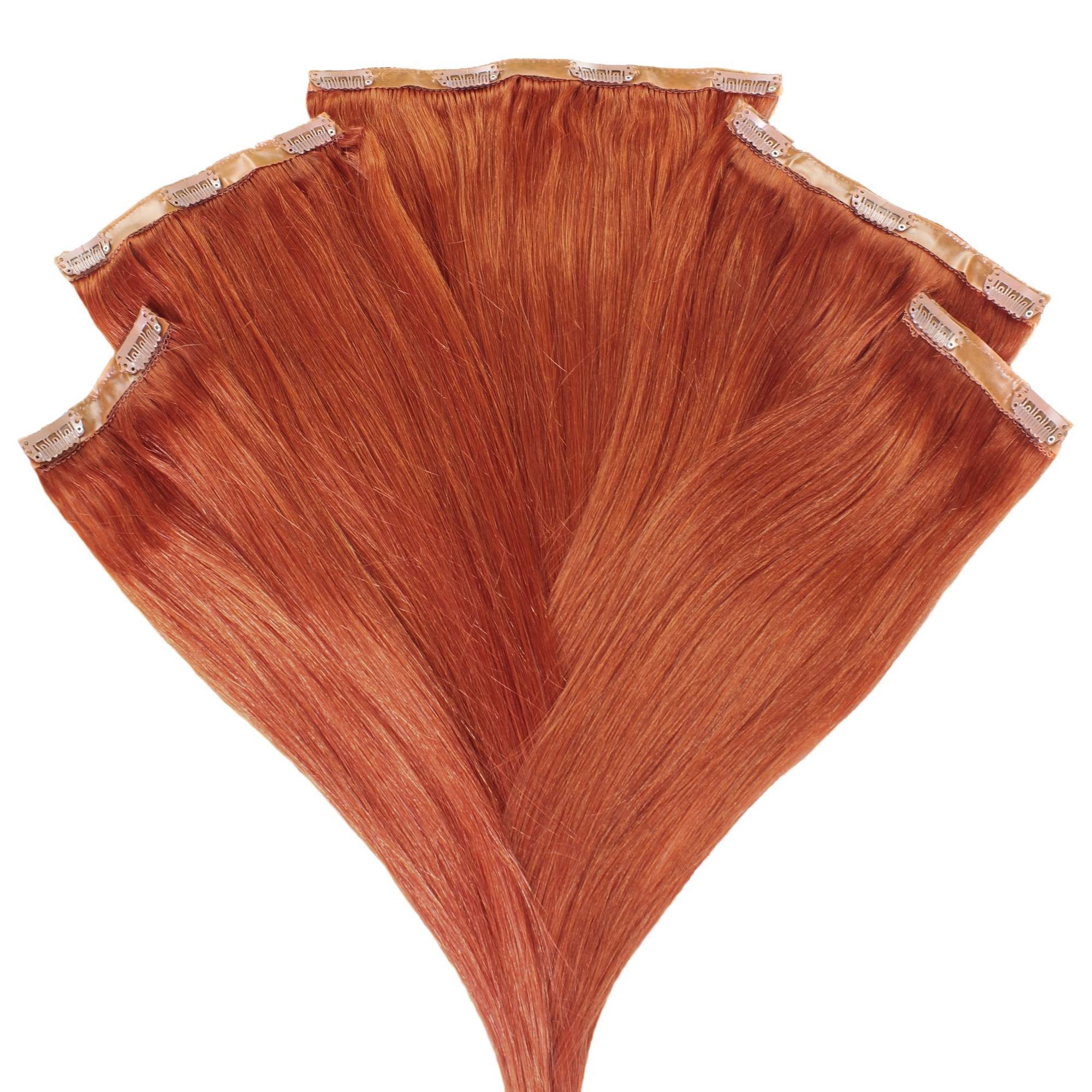 Volumen Rot-Gold Hellblond 40cm Clip Echthaar-Extension #8/43 hair2heart Extensions