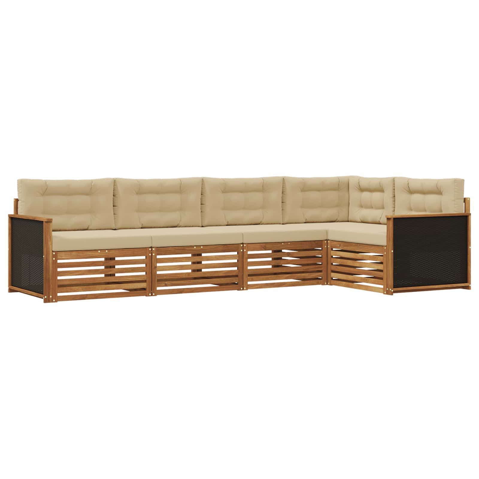 Gartenlounge-Set Outdoor-Sofagarnitur 5 pcs Natur und Beige 323 x 164,5 x 73 cm