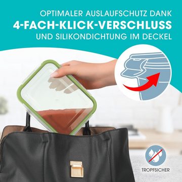 GOURMETmaxx Frischhaltedose Lunchbox, Glas, (4er Set, 8-tlg), Glas-Frischhaltedosen Klick-it inkl. Ventil