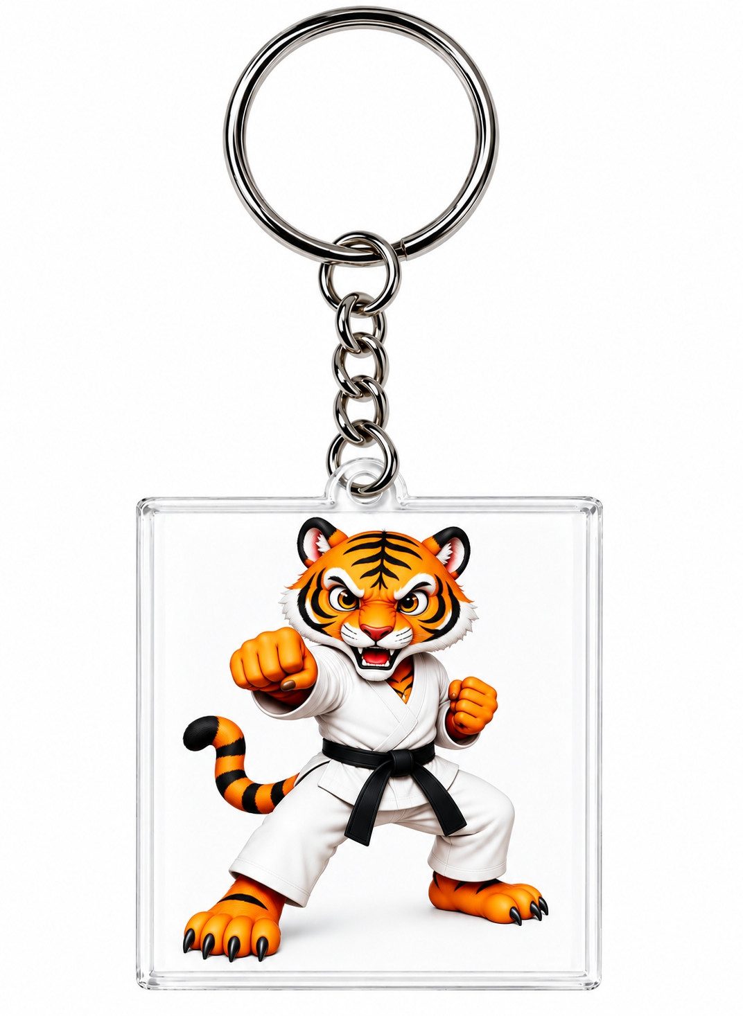 BAY-Sports Schlüsselanhänger Tiermotive Kampfsport Karate Kickboxen Karateanzug Taekwondo Geschenk, Tiermotive: Tiger, Ente, Pferd, Drache, Hai, Fuchs im Karateanzug
