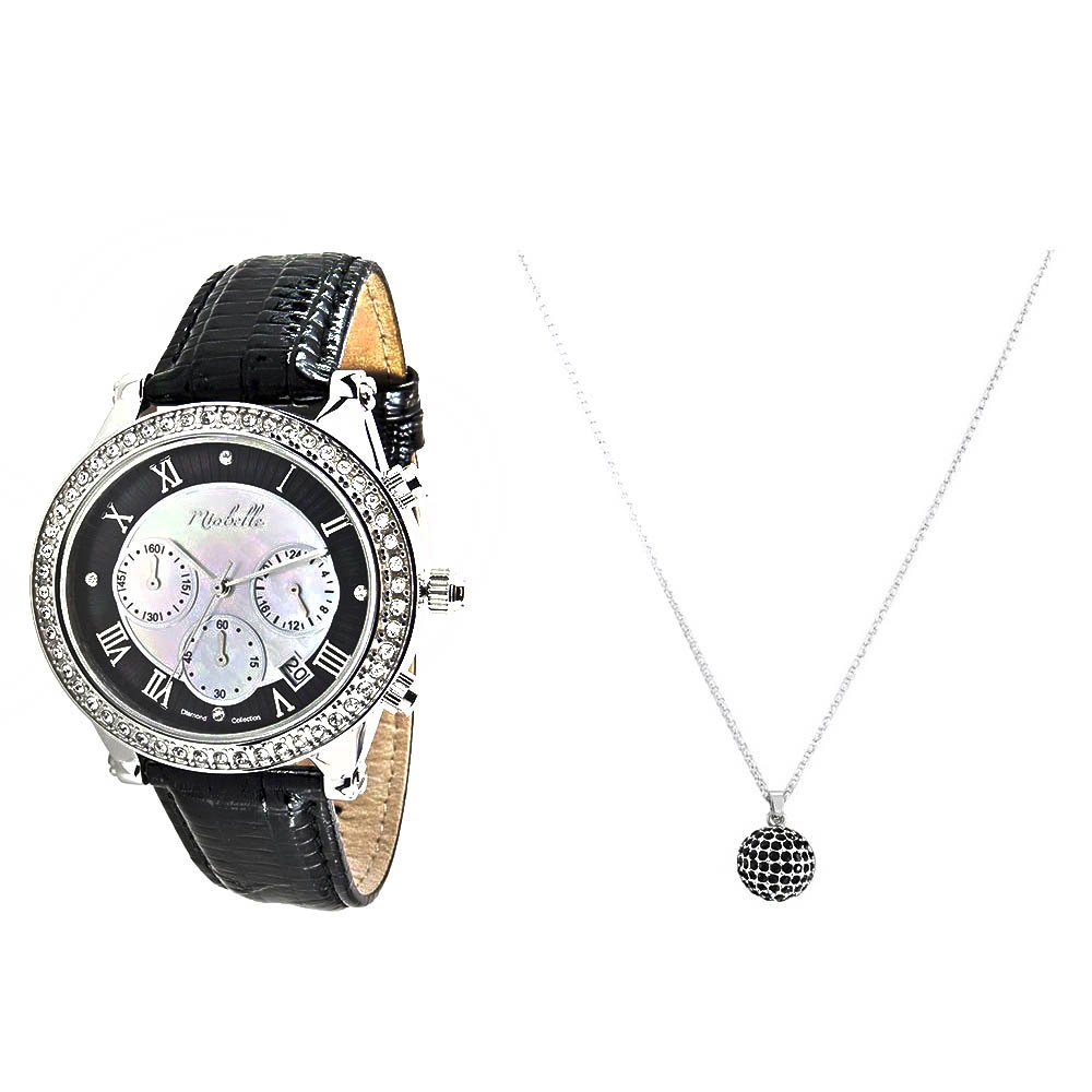 Miabelle Quarzuhr Prachtvolles Diamantschmuck-Set Uhr und Halskette