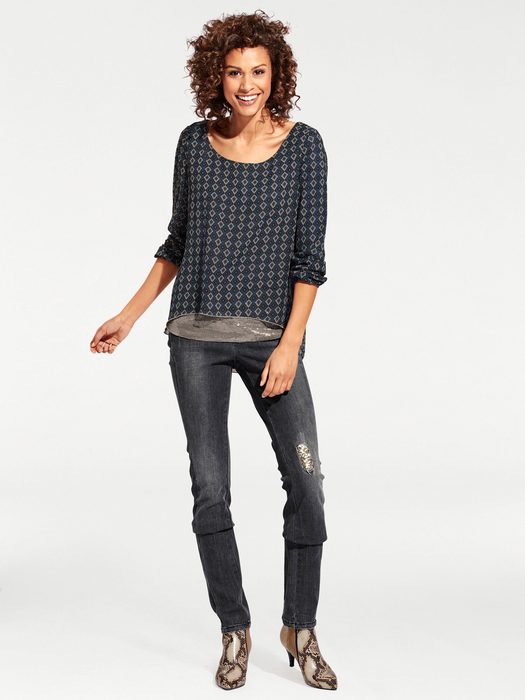 Klassische Bluse Druck-Tunika