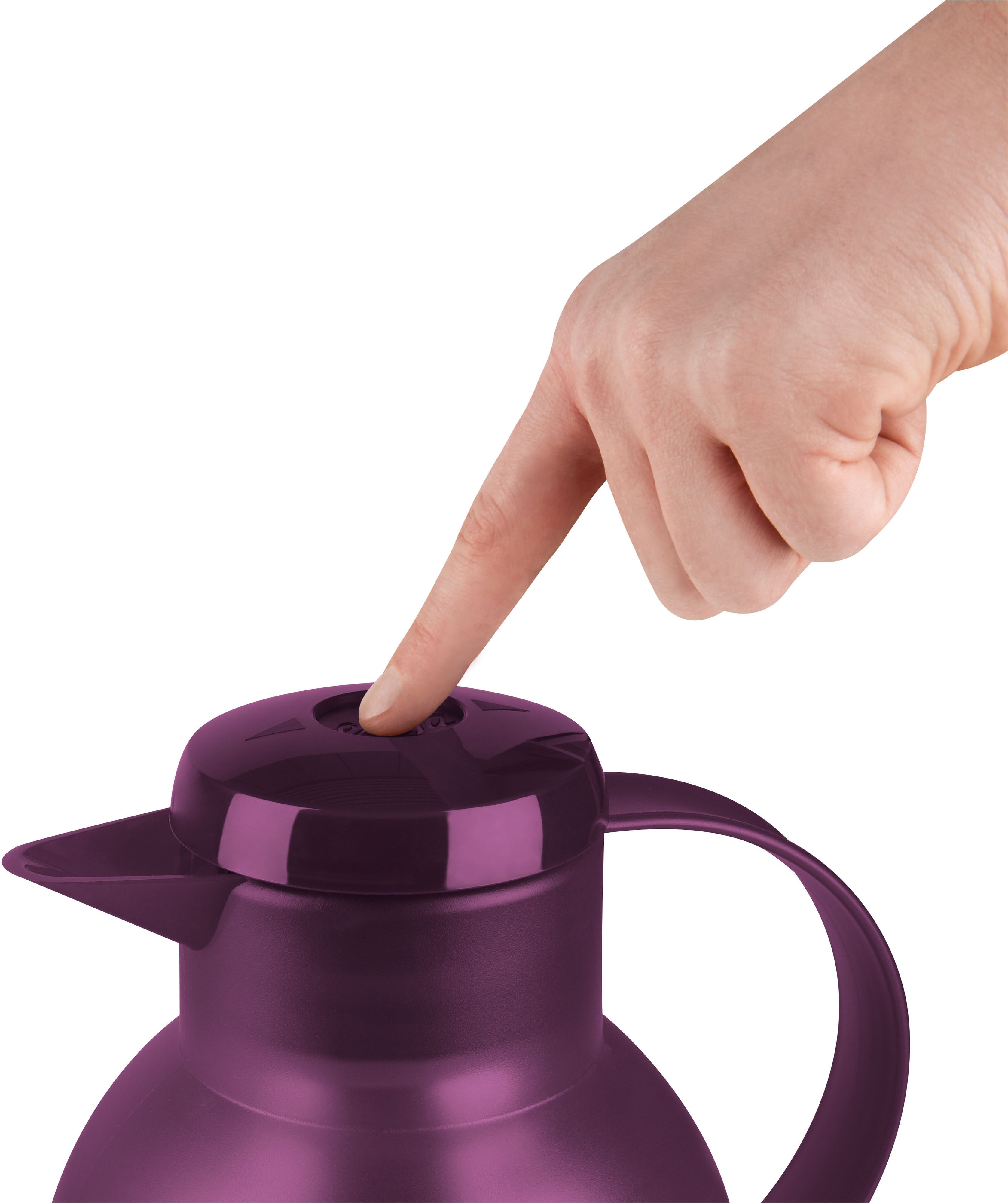 Emsa Isolierkanne Samba, 1 l, zeitloses Design, einfacher Knopfdruck, 24h kalt, 12h warm