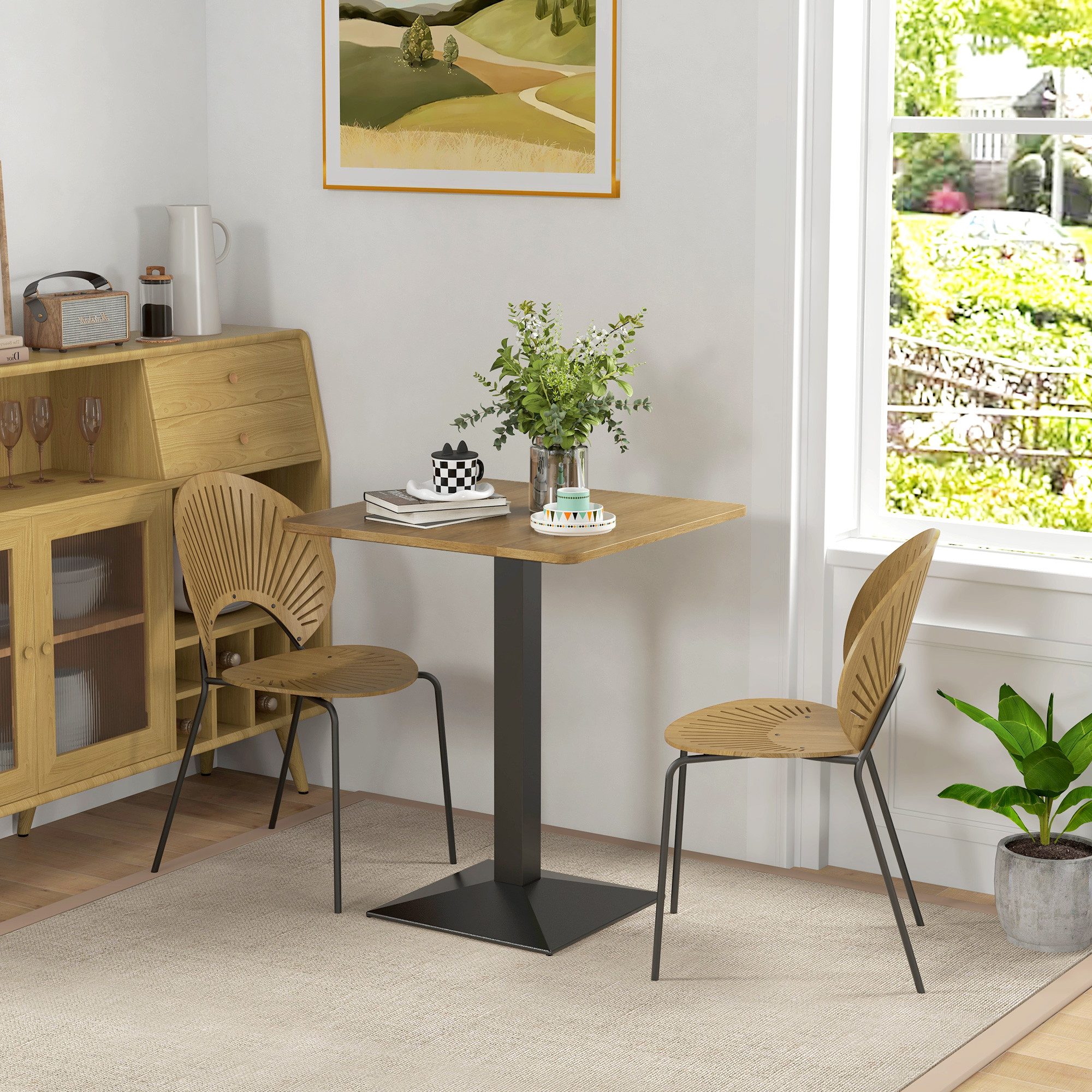 HOMCOM Esstisch Kleiner moderner Tisch mit Holzoptik Stahlbasis (Quadratischer Küchentisch, 1-St., Esszimmertisch), für Küche, Esszimmer und Wohnzimmer Dunkelbraun