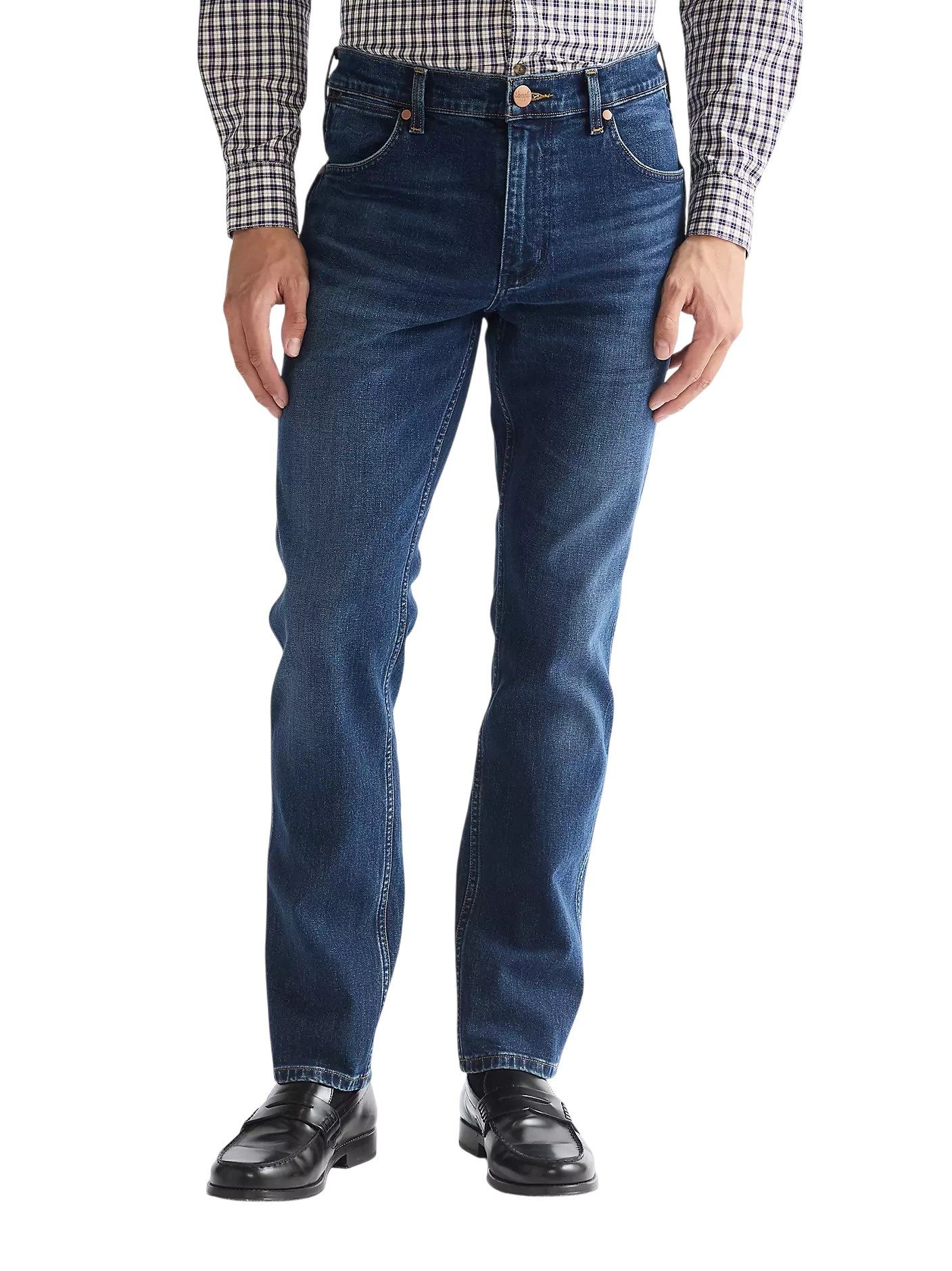 Wrangler Straight-Jeans Jeans Wrangler Greensboro Frozen Night (1-tlg) Denim mit Stretch-Anteil