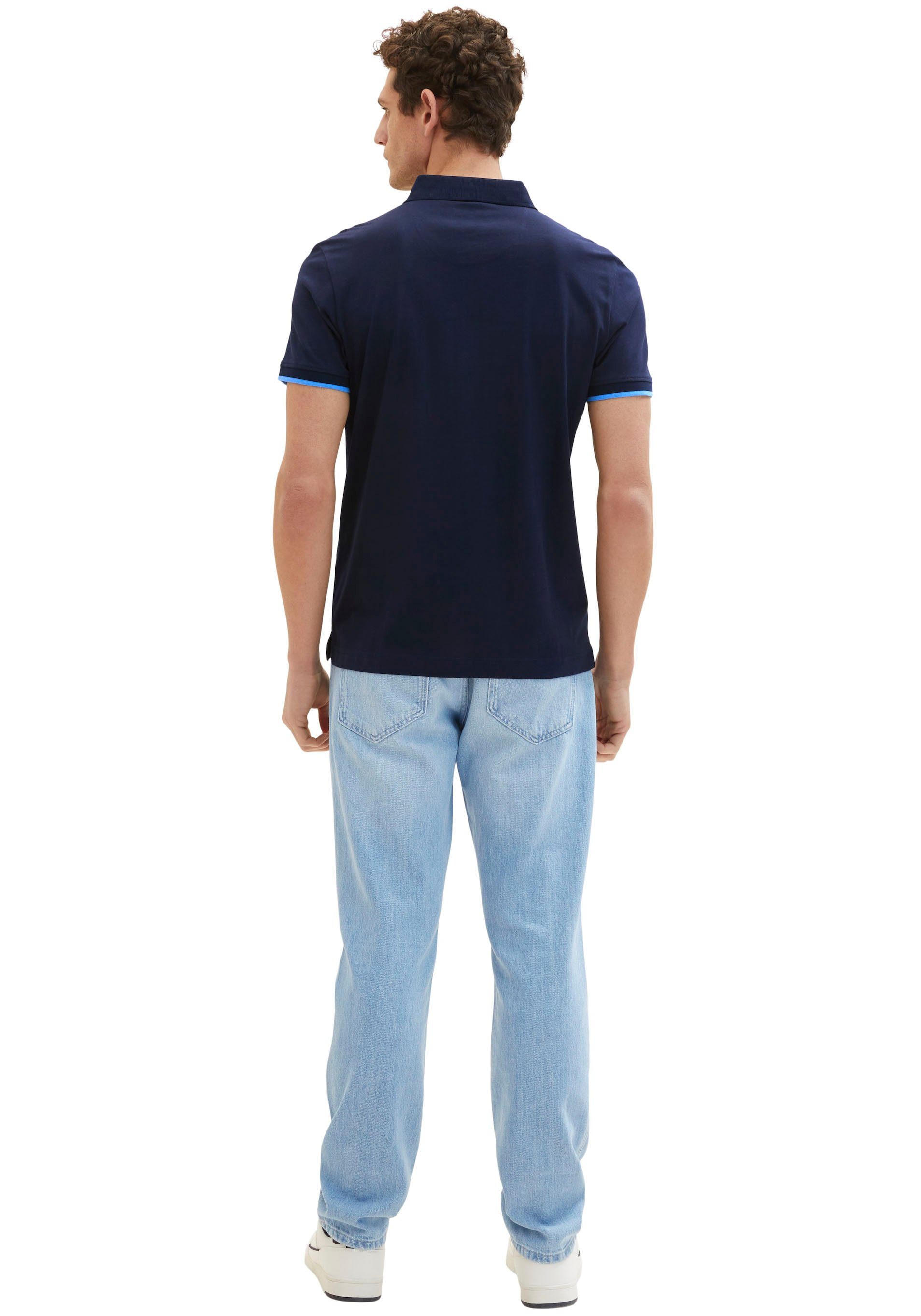 TOM TAILOR Poloshirt mit Details captain kontrastfarbenen sky blue