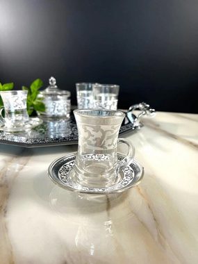 Trendmax Teeservice (20-tlg), 20 tlg Set aus 12 Gläsern mit Zuckerdose in Silber