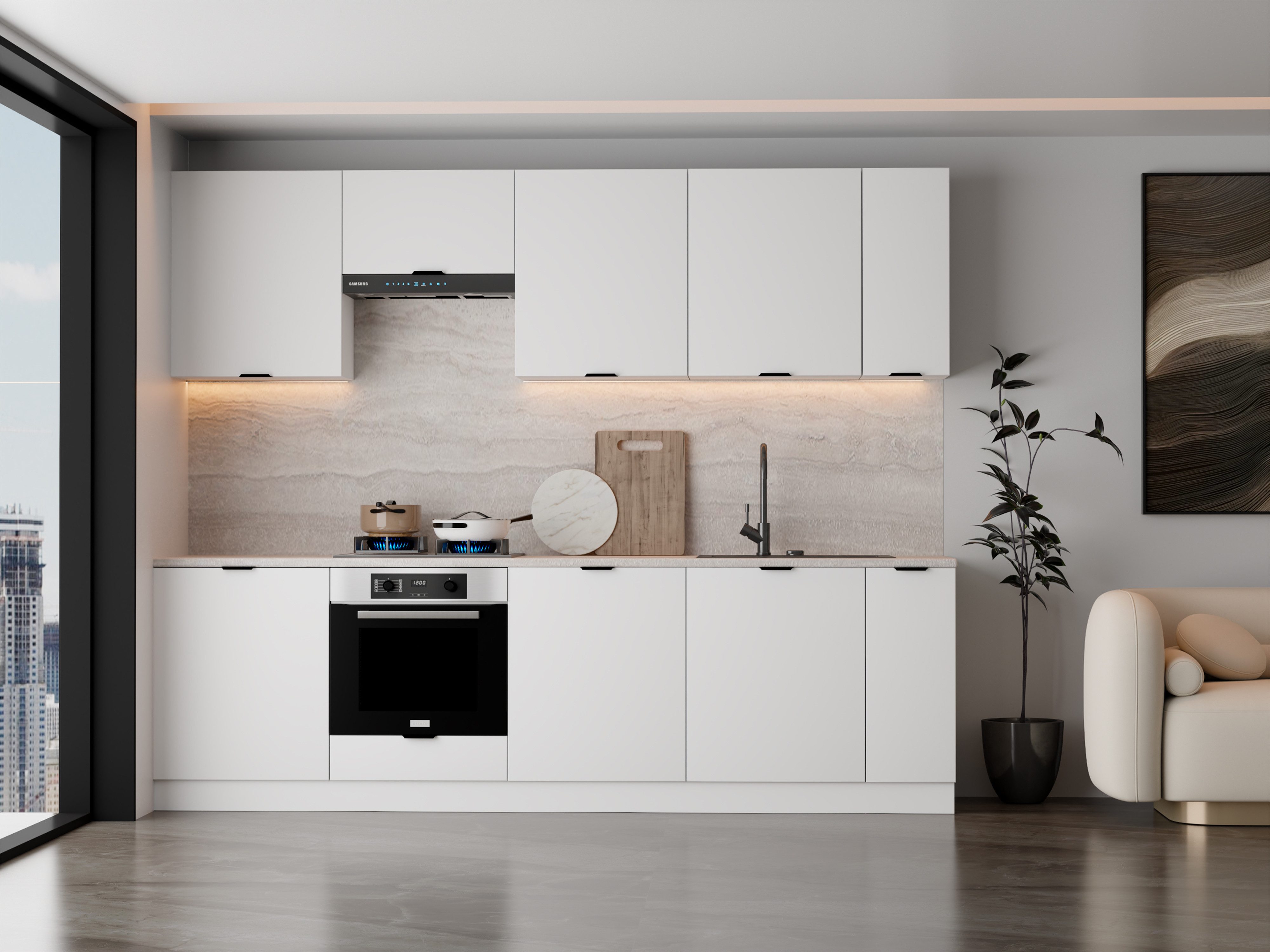 ROYAL24_MARKT Küchenzeile – 270 cm – Lunara – Ohne Arbeitsplatte & Elektrogeräte, (Set), Feinste Qualität - Modern