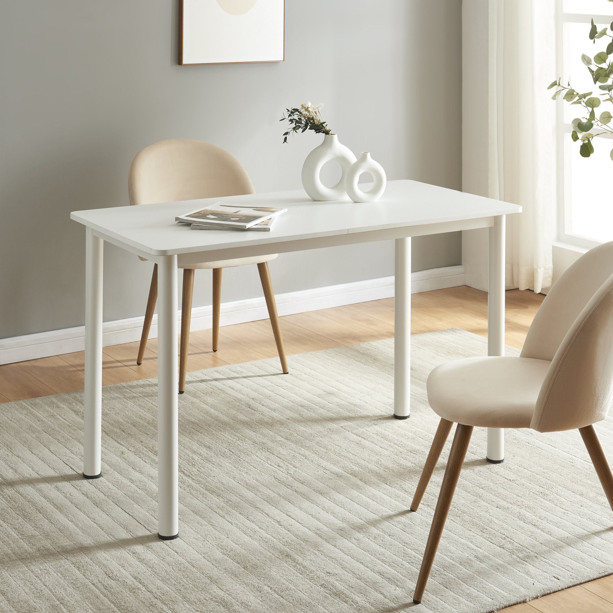 en.casa Esstisch, »Tammela« für 4 Personen 120x60 cm Weiß günstig online kaufen