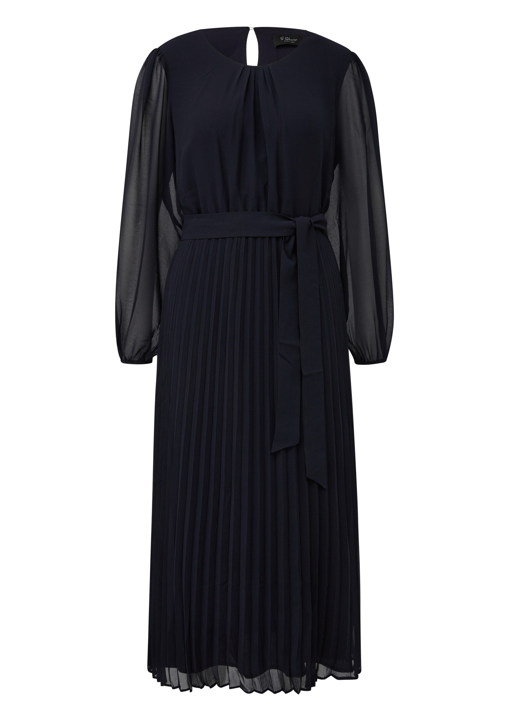 s.Oliver Midikleid Kleid Midi-Chiffonkleid mit Plissee und Bindegürtel günstig online kaufen
