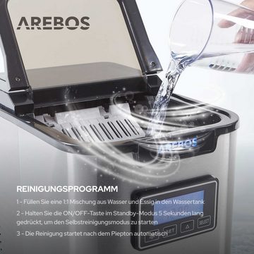 Arebos Eiswürfelmaschine Ice Cube Maker, 12 kg / 24 h, 10-15 Minuten Produktionszeit