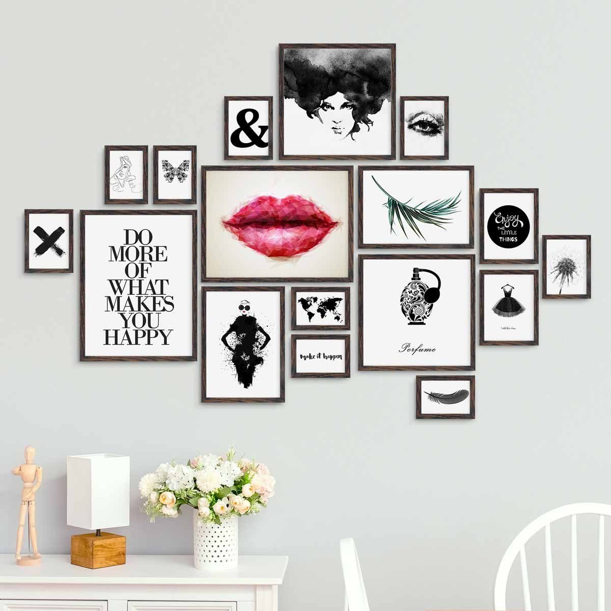 PHOTOLINI Bilderrahmen 17er Set Modern Schmal 10x15 bis 30x40 cm günstig online kaufen