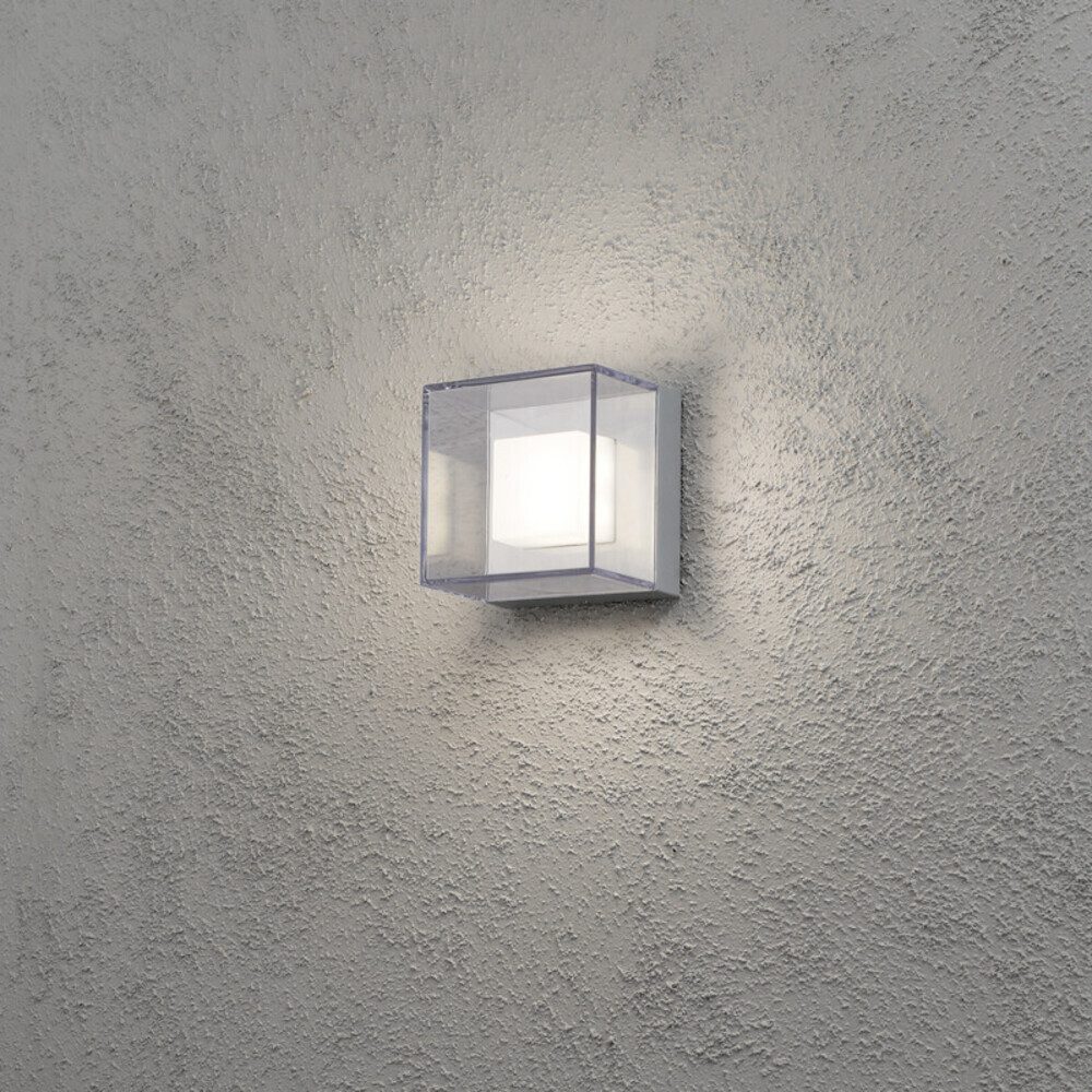 KONSTSMIDE Außen-Wandleuchte Aluminium, warmweiß, 600lm, IP54, wassergeschützt, G, 3000K, L140mm, wassergeschützt, warmweiß