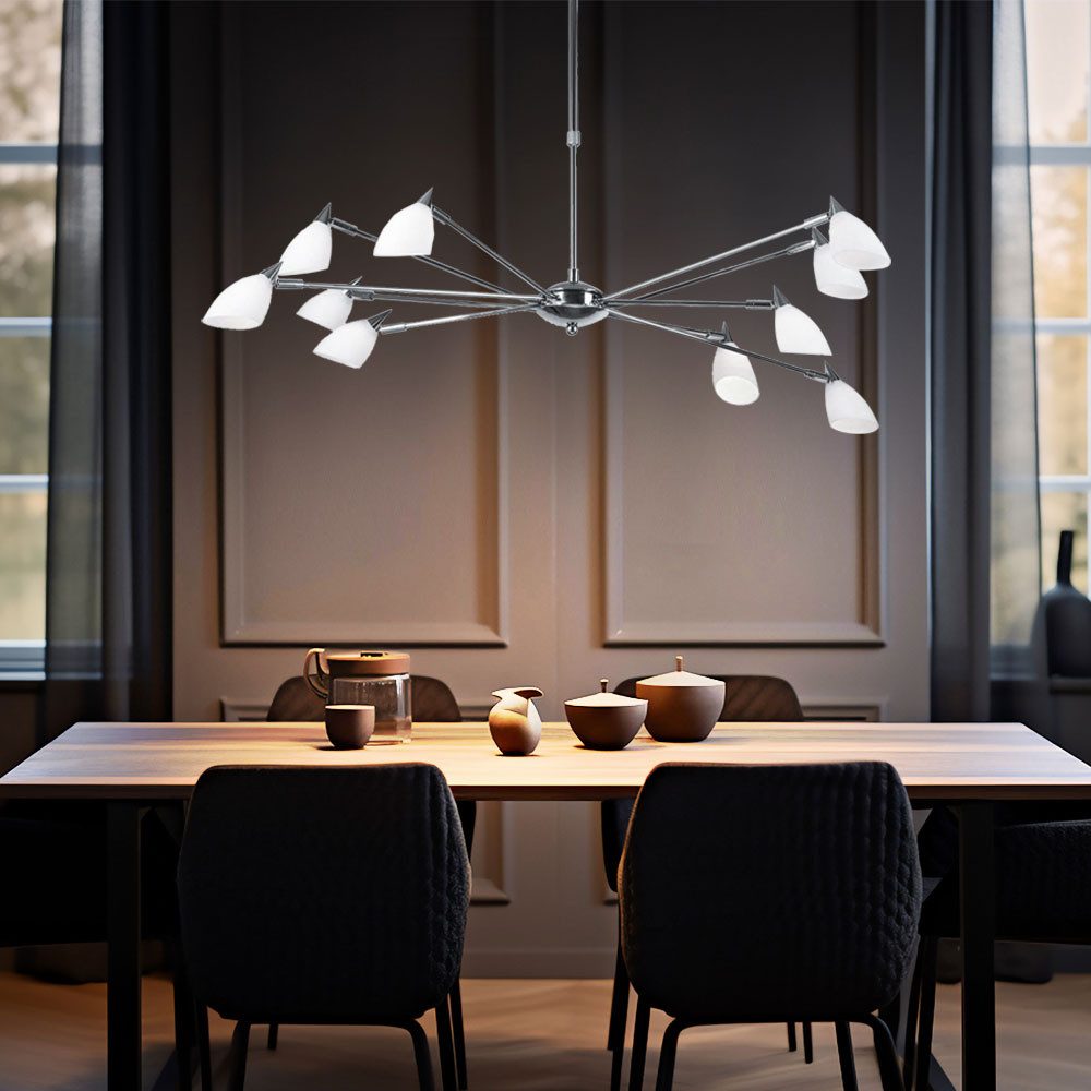 Esto Hängeleuchte, Leuchtmittel nicht inklusive, Deckenleuchte Deckenlampe Beleuchtung Lampe Leuchte Chrom Glas