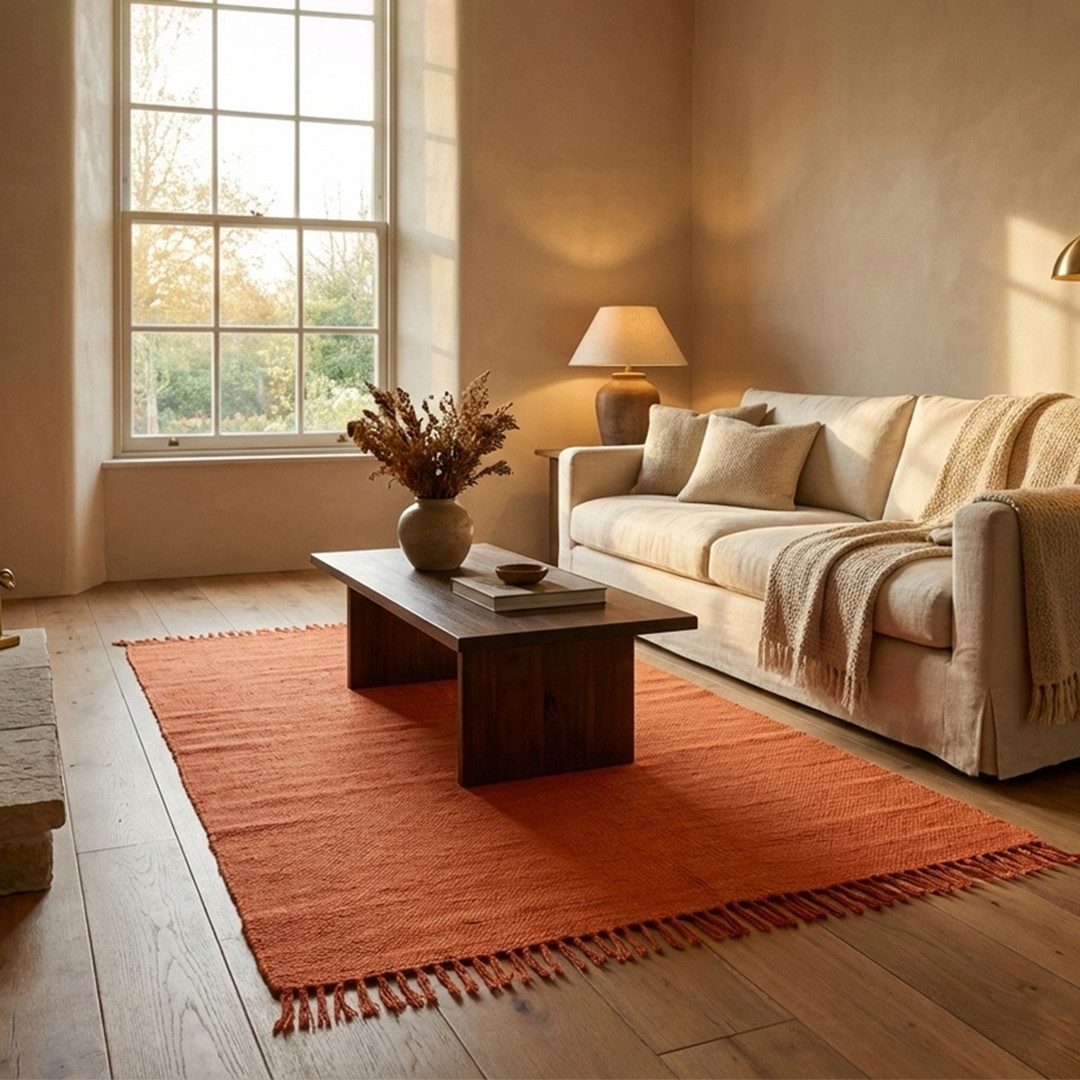 Elegant Floors Teppich Chindi Orange, rechteckig, Höhe: 9 mm, handgewebt, Rechteckig, Höhe: 9 mm, Weiche Haptik, pflegeleicht und für Fußbodenheizung geeignet – Bild 3 von 3