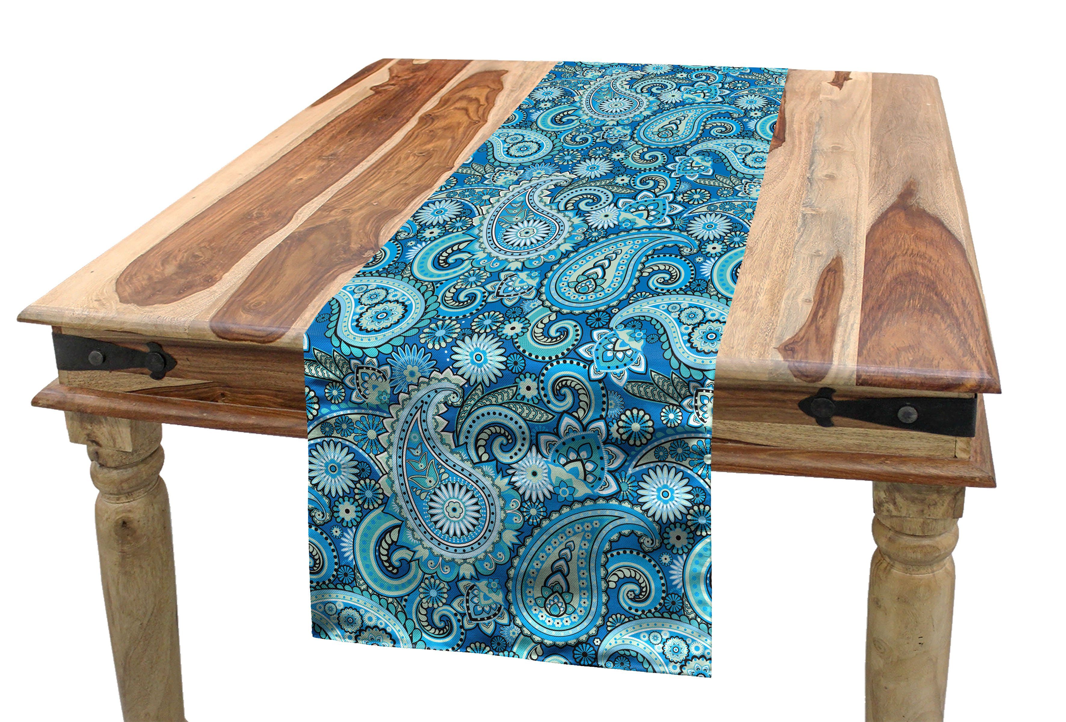 Abakuhaus Tischläufer Elemente Blume gleiche Esszimmer Paisley Rechteckiger Tischläufer, Küche blau Dekorativer