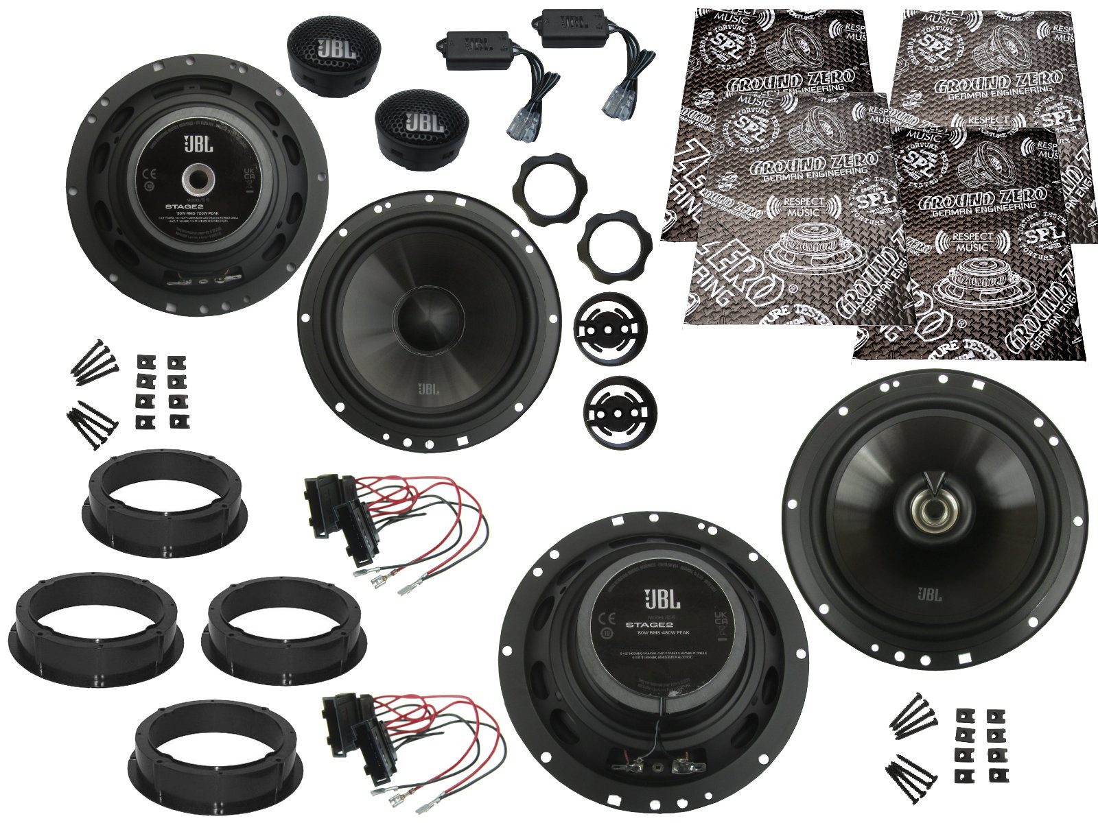 DSX JBL Lautsprecher Set für Seat Ateca Bj 16-22 Tür vorn hinten Dämmmatte Auto-Lautsprecher (150 W)