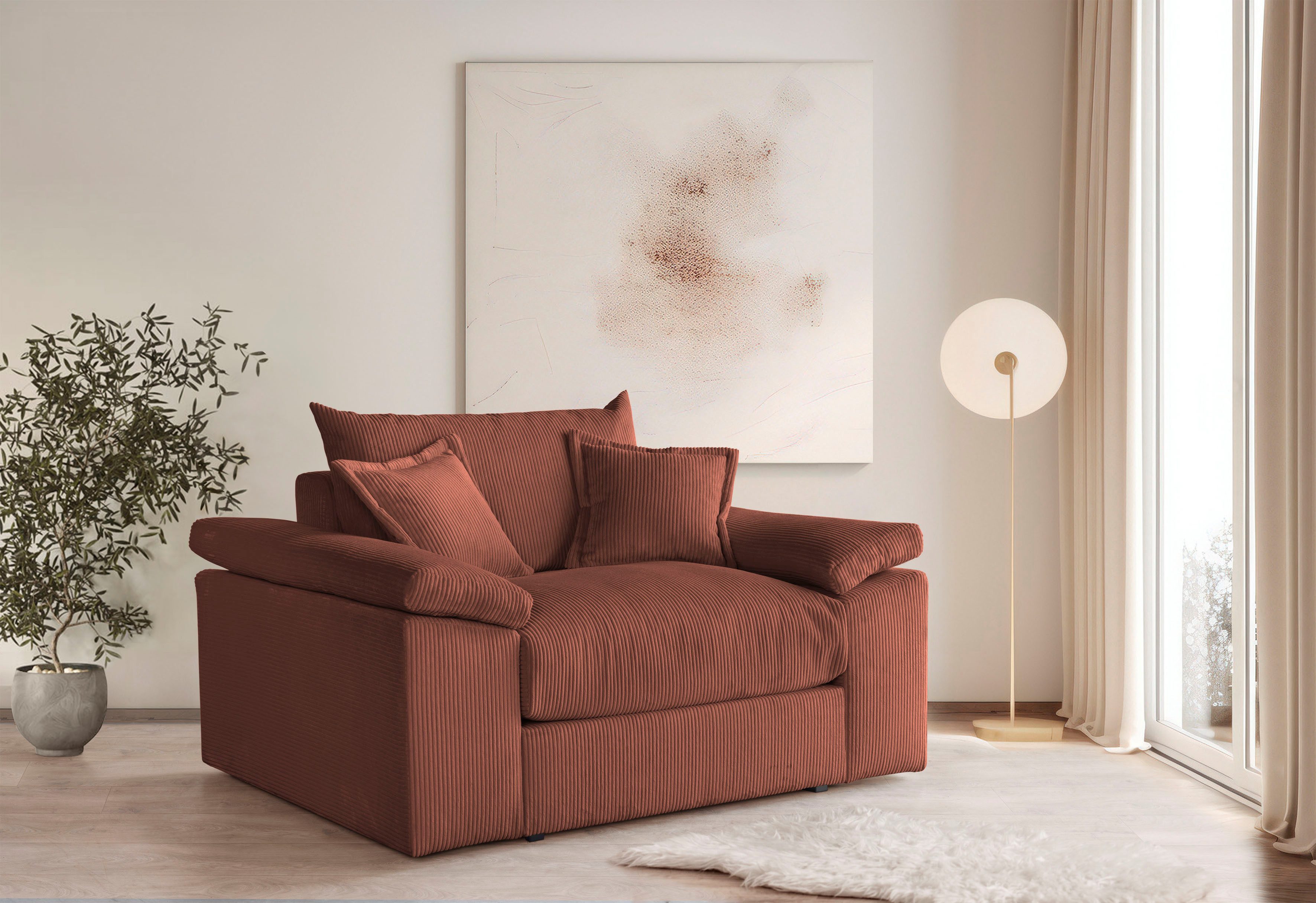OTTO home XXL-Sessel Soft&Cosy, B: 151 cm - OTTO. Verlässliche Qualität., Mega-Sessel, Cord oder Chenille-Struktur, mit 2 Zierkissen