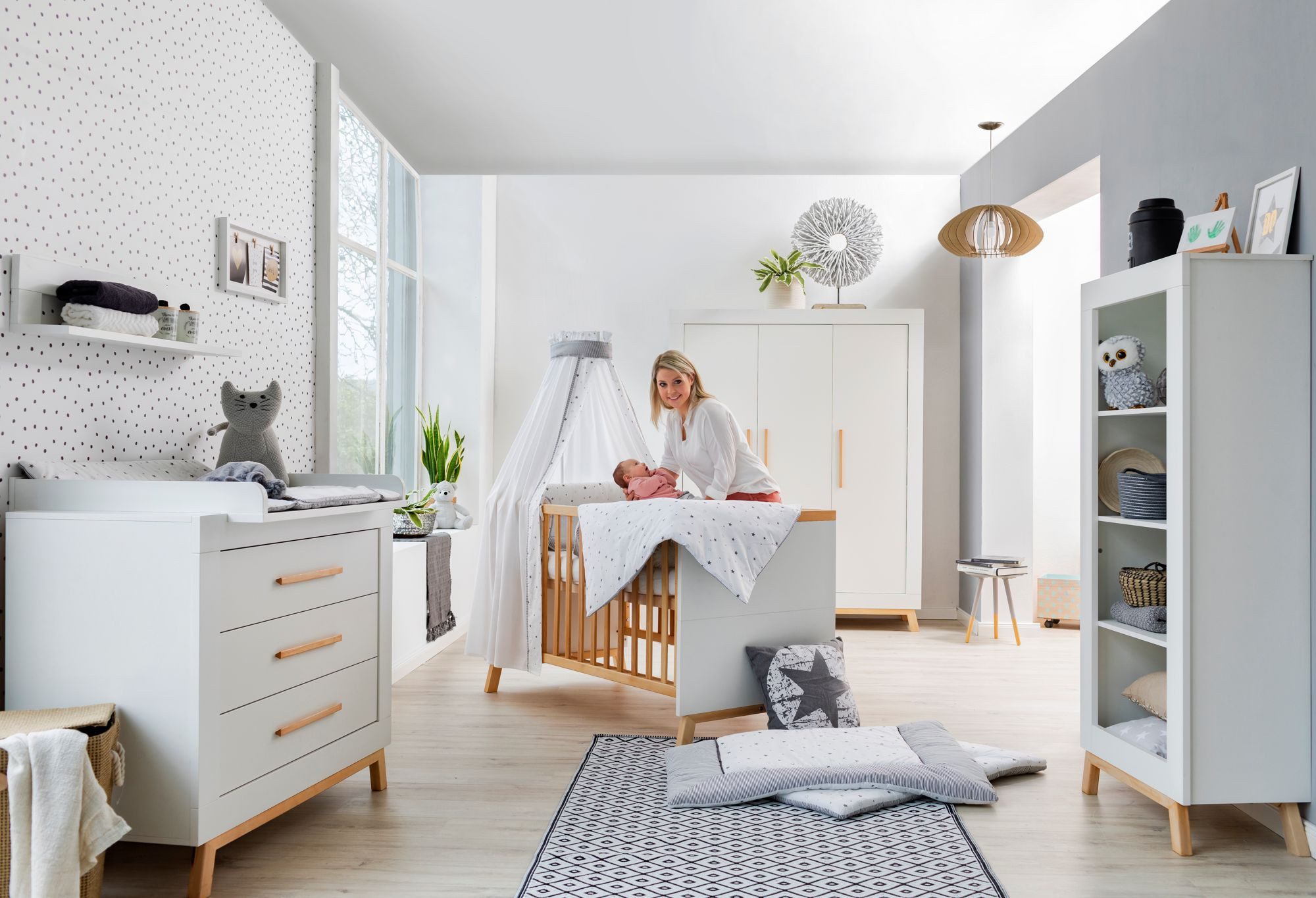 Schardt Babyzimmer-Komplettset Kinderzimmer 3-tlg Miami White mit Schrank 3 Türen