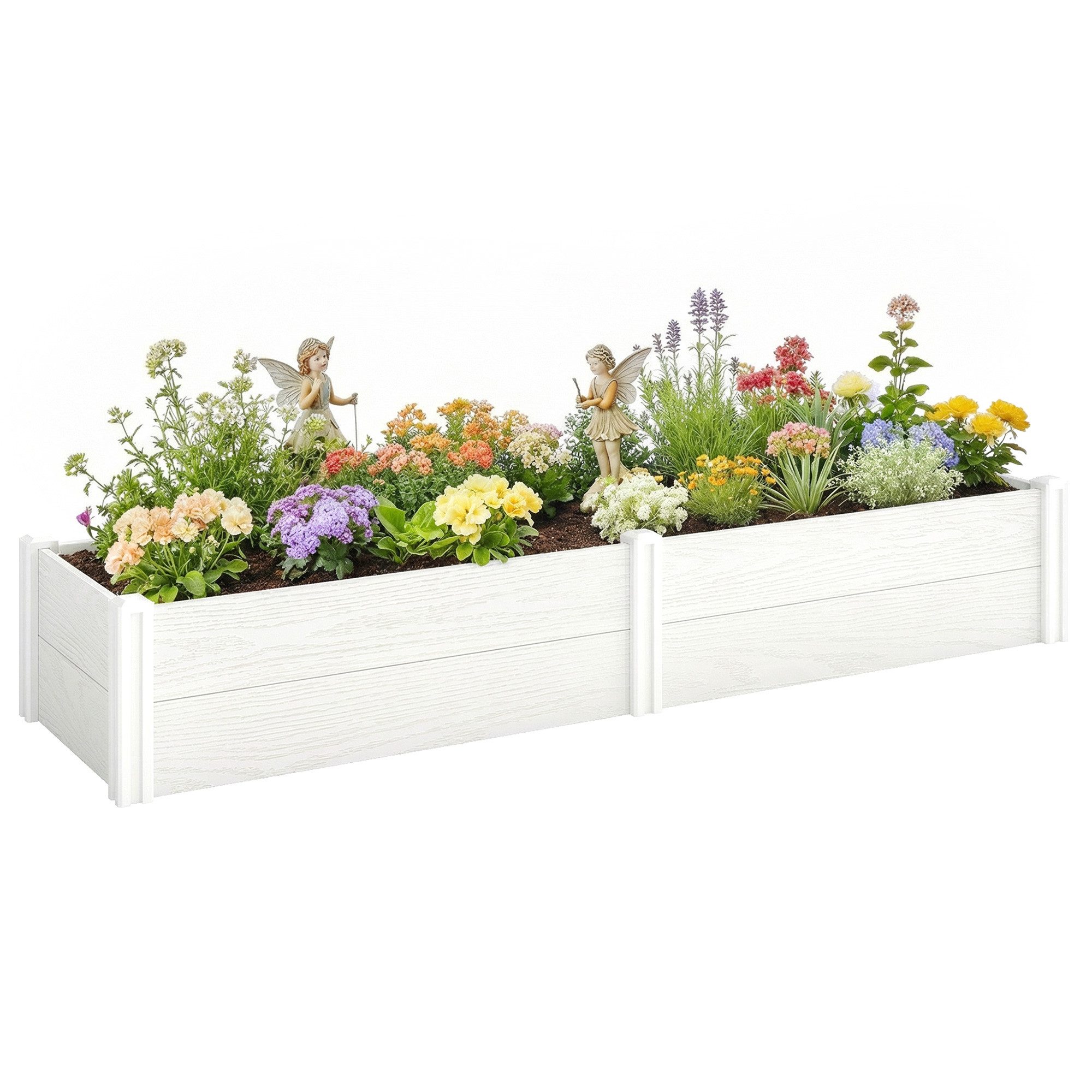 Outsunny Hochbeet mit DIY-Montage (Frühbeet, 1 St., Pflanzbeet), 197 x 54 x 33 cm für Garten Balkon, Blumen, Pflanzen, Gemüse