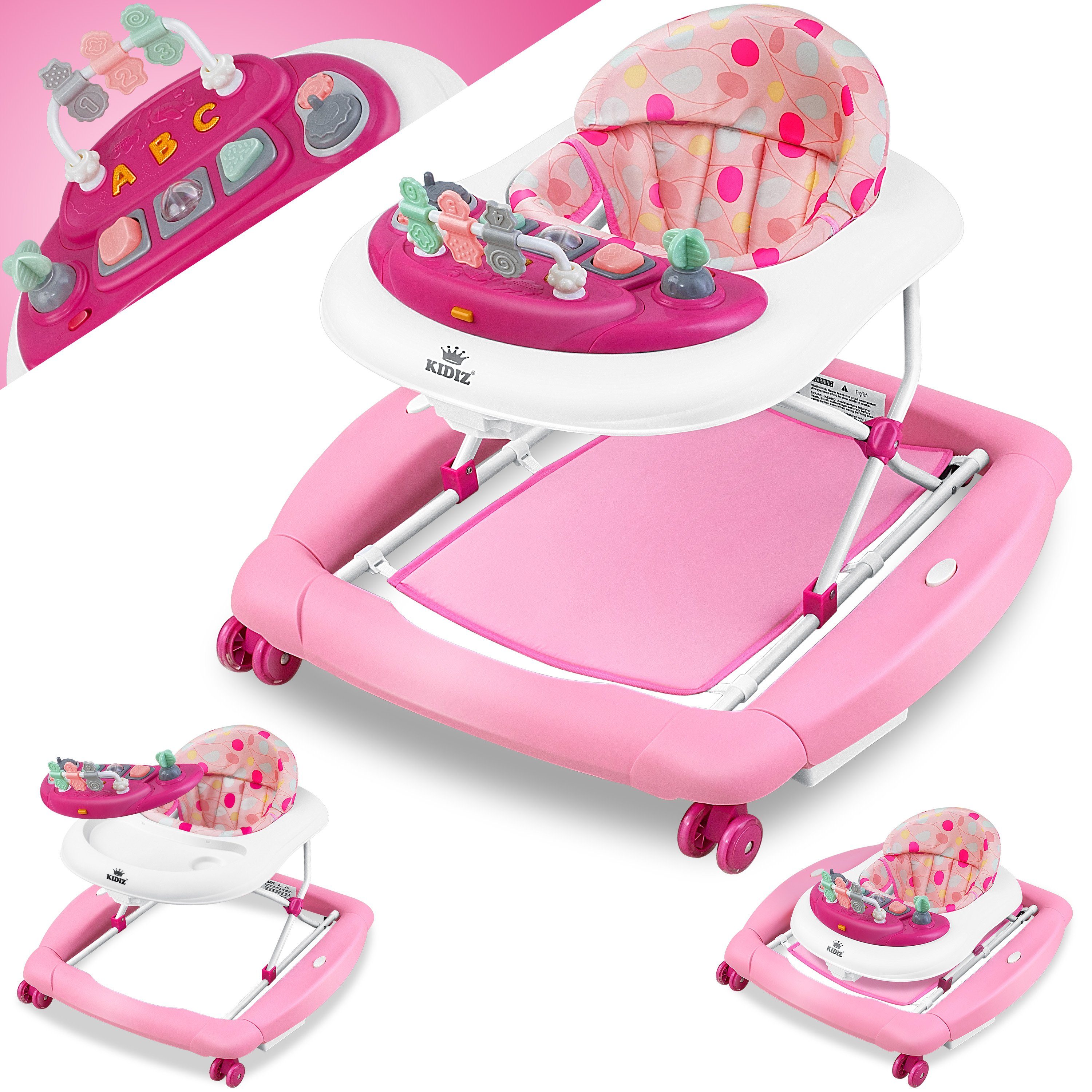 und rosa 4in1 Spiel- KIDIZ Babywalker Lauflernwagen Lauflernhilfe, Lauflernhilfe