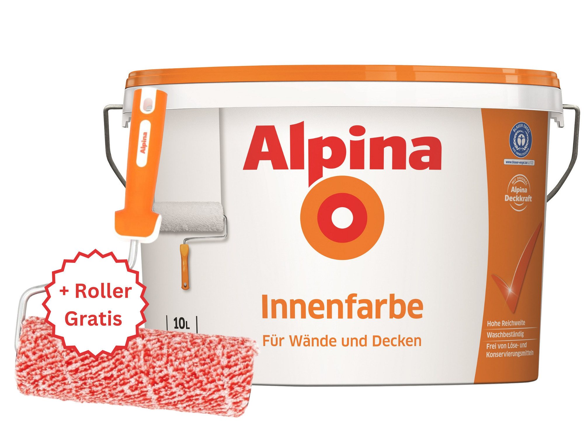 Alpina Wandfarbe Alpina Innenfarbe 10 Liter + Gratis Roller