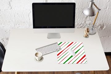 MuchoWow Gaming Mauspad Muster - Weihnachten - Streifen (1-St), Mousepad mit Rutschfester Unterseite, Gaming, 40x40 cm, XXL, Großes