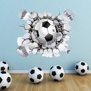 HIBNOPN 3D-Wandtattoo 3D Fussball Wandtattoo für Kinderzimmer Jungen, 40×50CM Bunte Wandbild