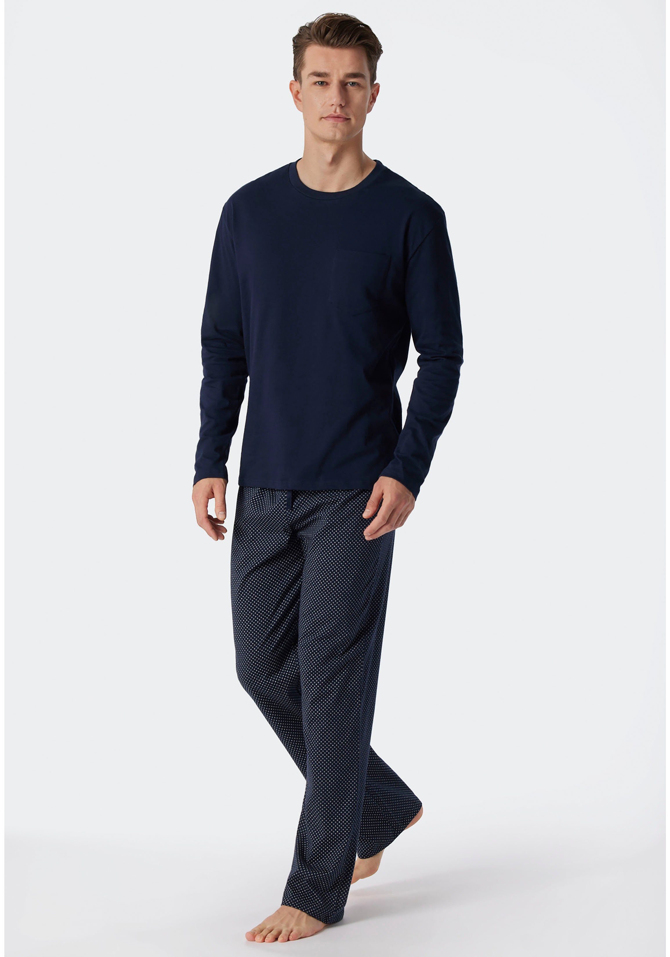 Schiesser 1 Stück) / navy (2 Pyjama navy Unterteil tlg., gemustert