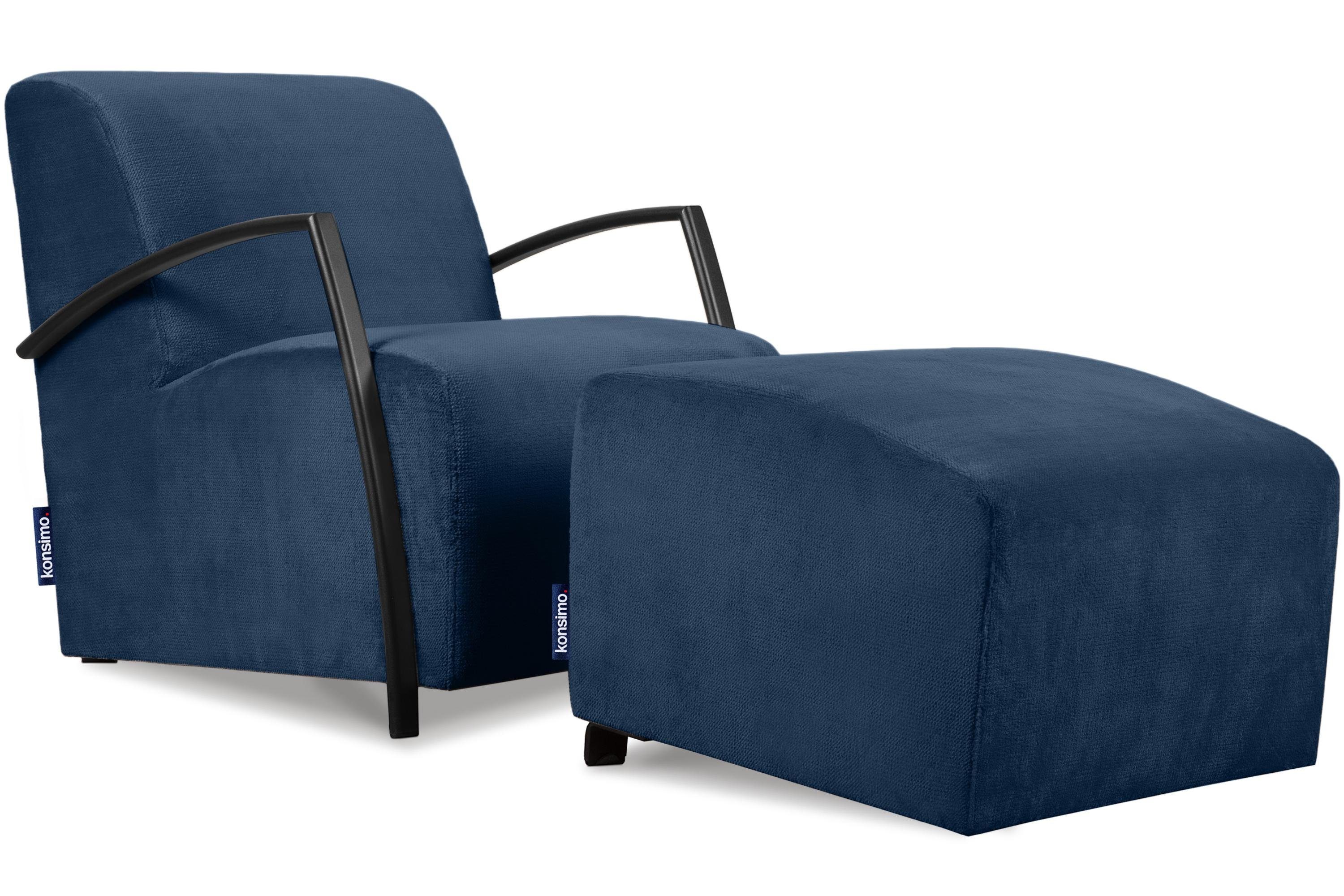ergonomische marineblau gewellter mit Sitzen Konsimo Form Sitz, | bequemes CARO im Sessel, für marineblau Feder Cocktailsessel