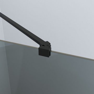 AQUALAVOS Walk-in-Dusche Duschwand 100/120 cm Glas Duschabtrennung Walk-In Dusche Duschglaswand, 8mm Einscheibensicherheitsglas mit Nano Beschichtung, mit Verstellbereic, Höhe 200 cm, graues Glas