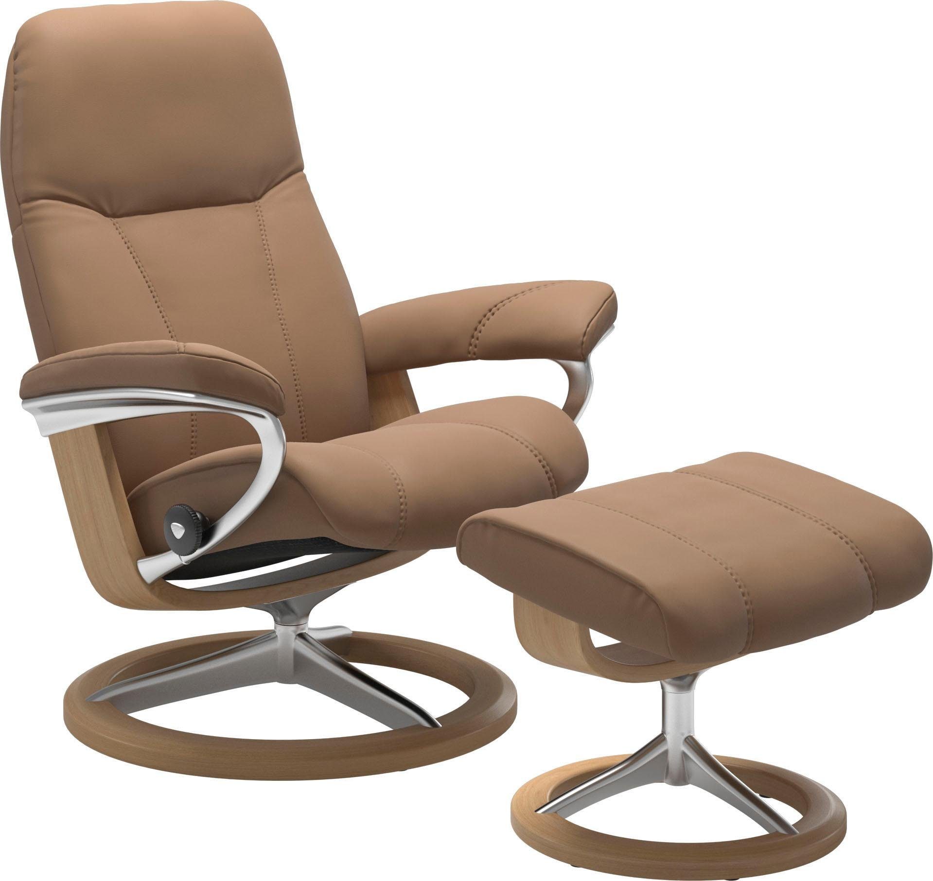 Stressless® Relaxsessel Consul (Set, Relaxsessel mit Hocker), mit Hocker, mit Signature Base, Größe L, Gestell Eiche