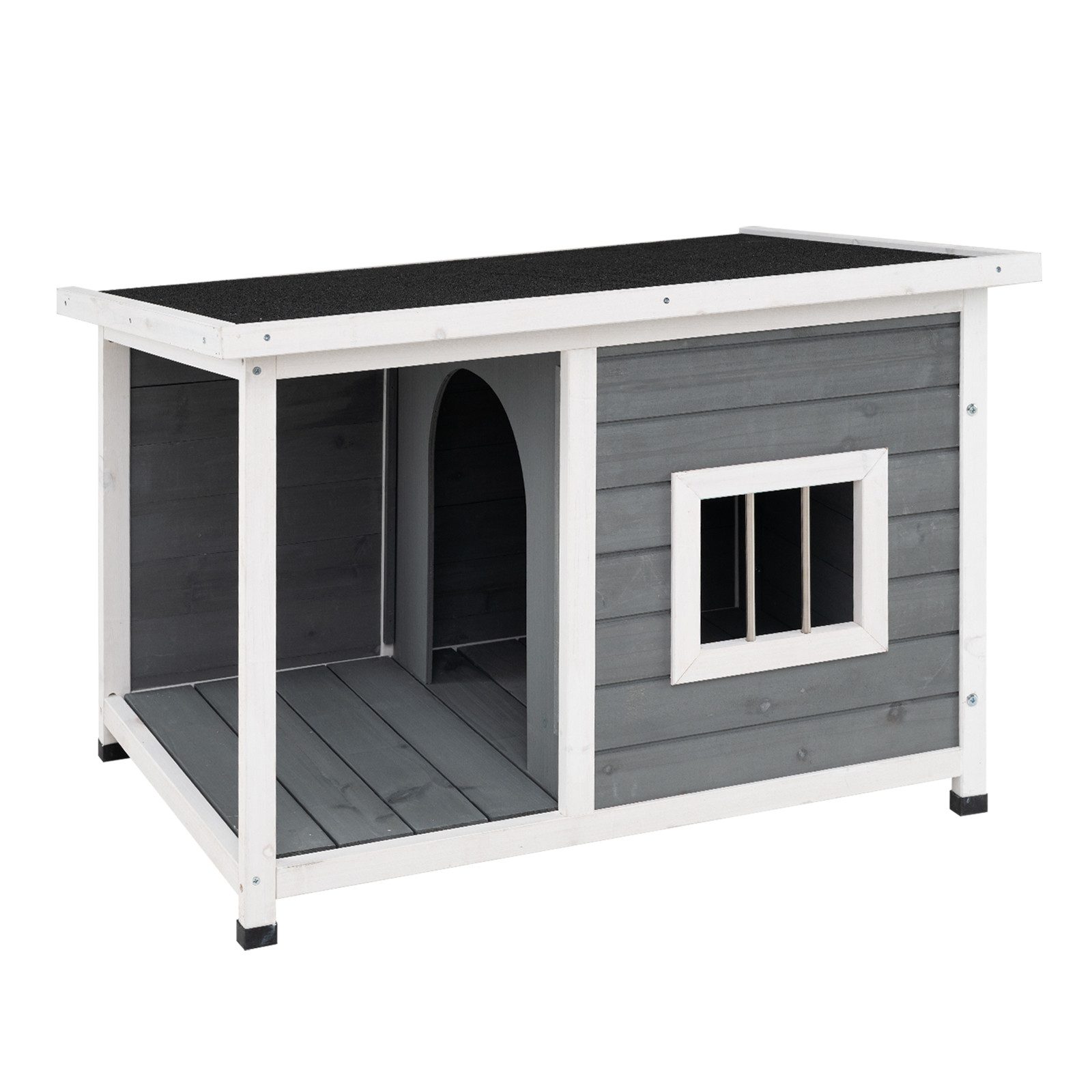 COSTWAY Hundehütte, Haustierhaus, Hundehaus, mit aufklappbarem Schrägdach