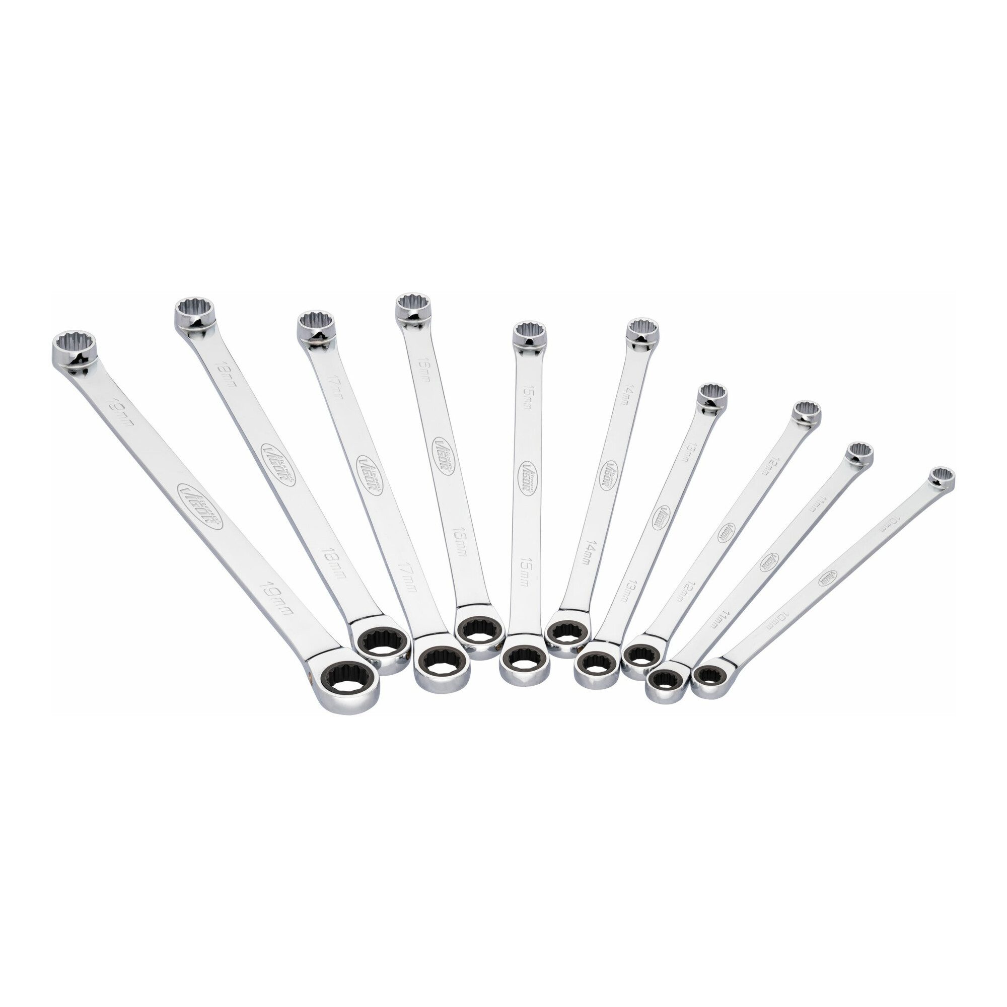 VIGOR Schraube VIGOR Ratschen-Ringschlüssel Satz, extra lang, V7031, 10-teilig, 10 –