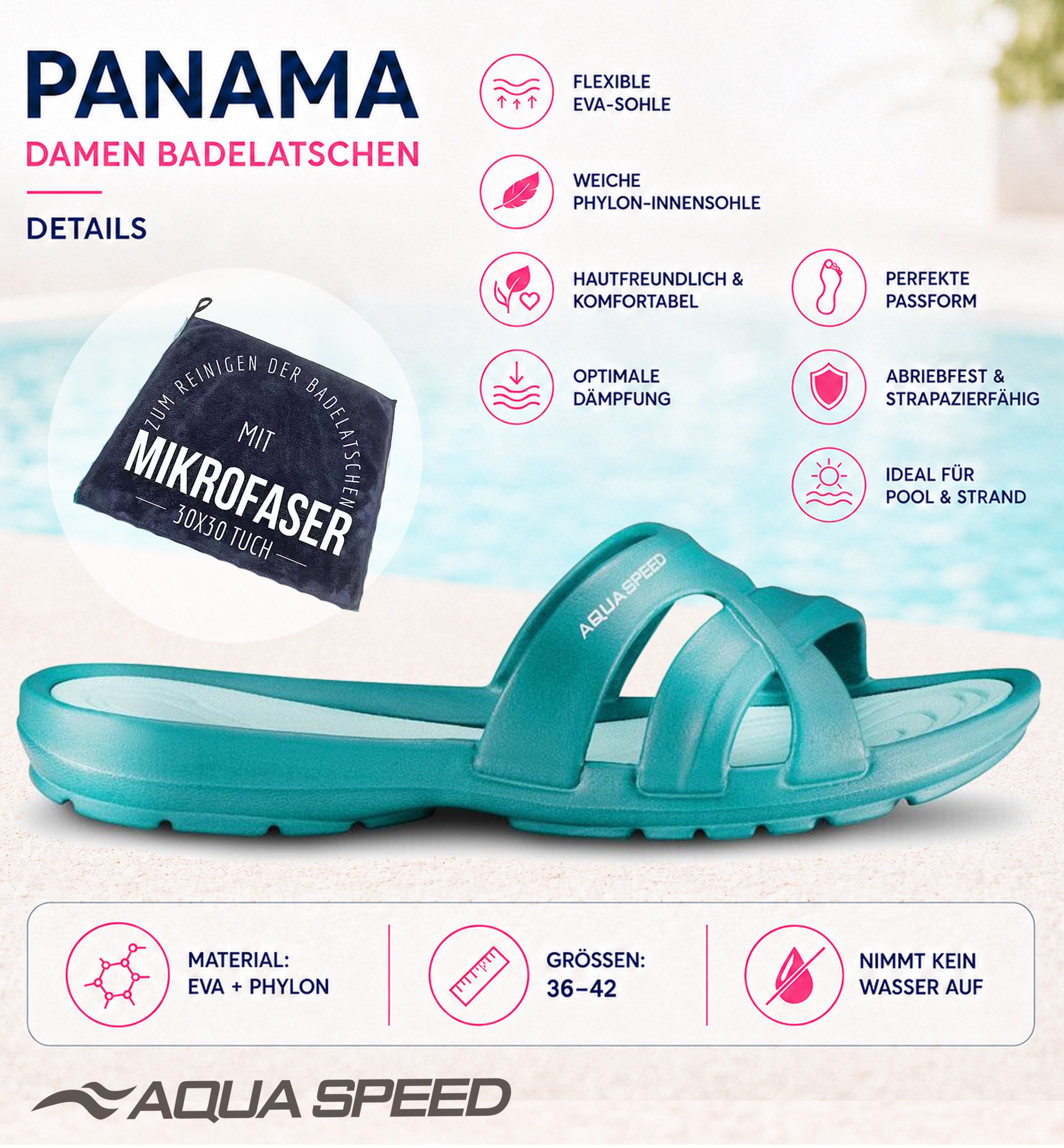 Aqua Speed Dein Duschkomfort für Reise & Alltag – Mit Stil Gr. 41 Badepantolette (Dein Spa-Partner für Dusche & Hotel – EVA & Mikrofaser dabei) Stilvolles Erscheinungsbild – Modisch und funktional zugleich