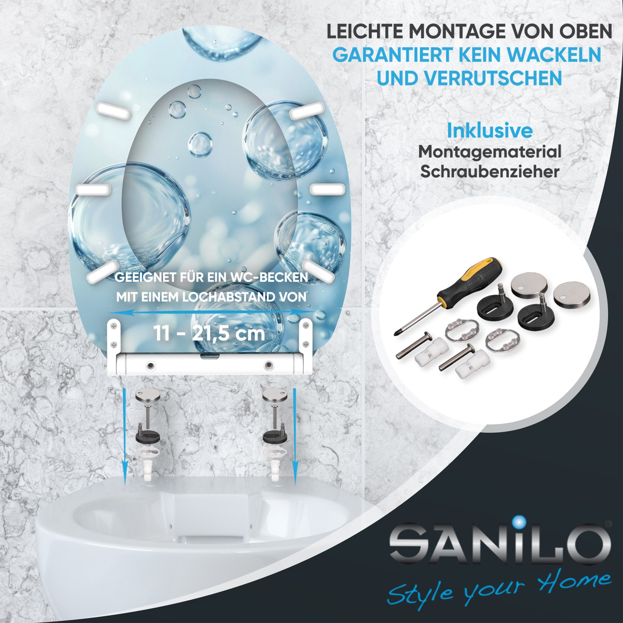 Sanilo WC-Sitz mit Absenkautomatik & Top Fix in vielen Designs, hochwertig, abnehmbar, leichte Montage von oben, mit Schraubenzieher – Bild 5 von 5