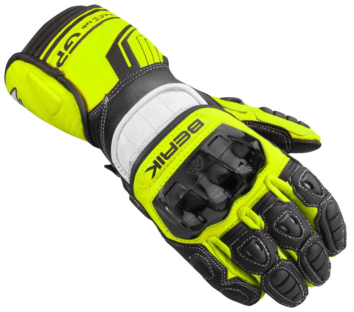 Berik Motorradhandschuhe Track Pro Motorradhandschuhe Black/White/Yellow