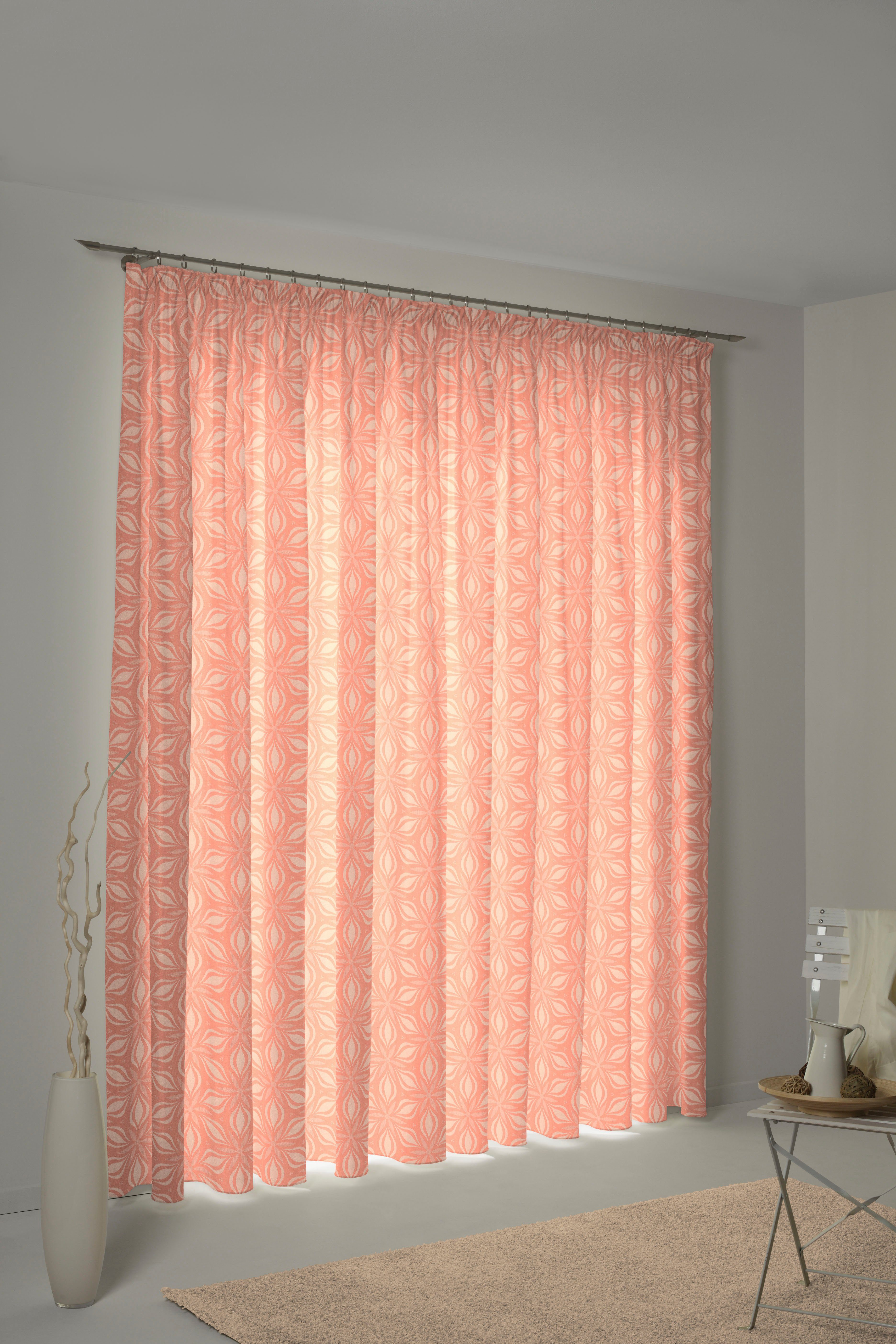 Vorhang Retro Floret, Adam, Kräuselband (1 St), blickdicht, Jacquard, nachhaltig orange | Thermovorhänge