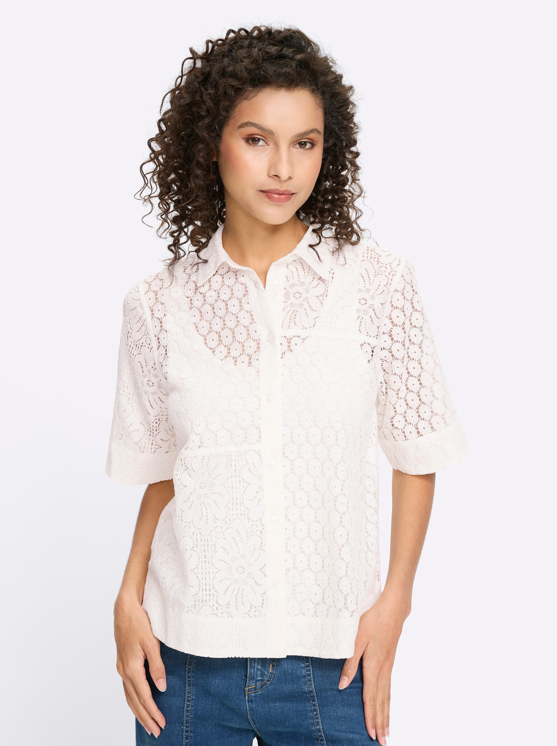 Klassische Bluse Bluse Kurzarm