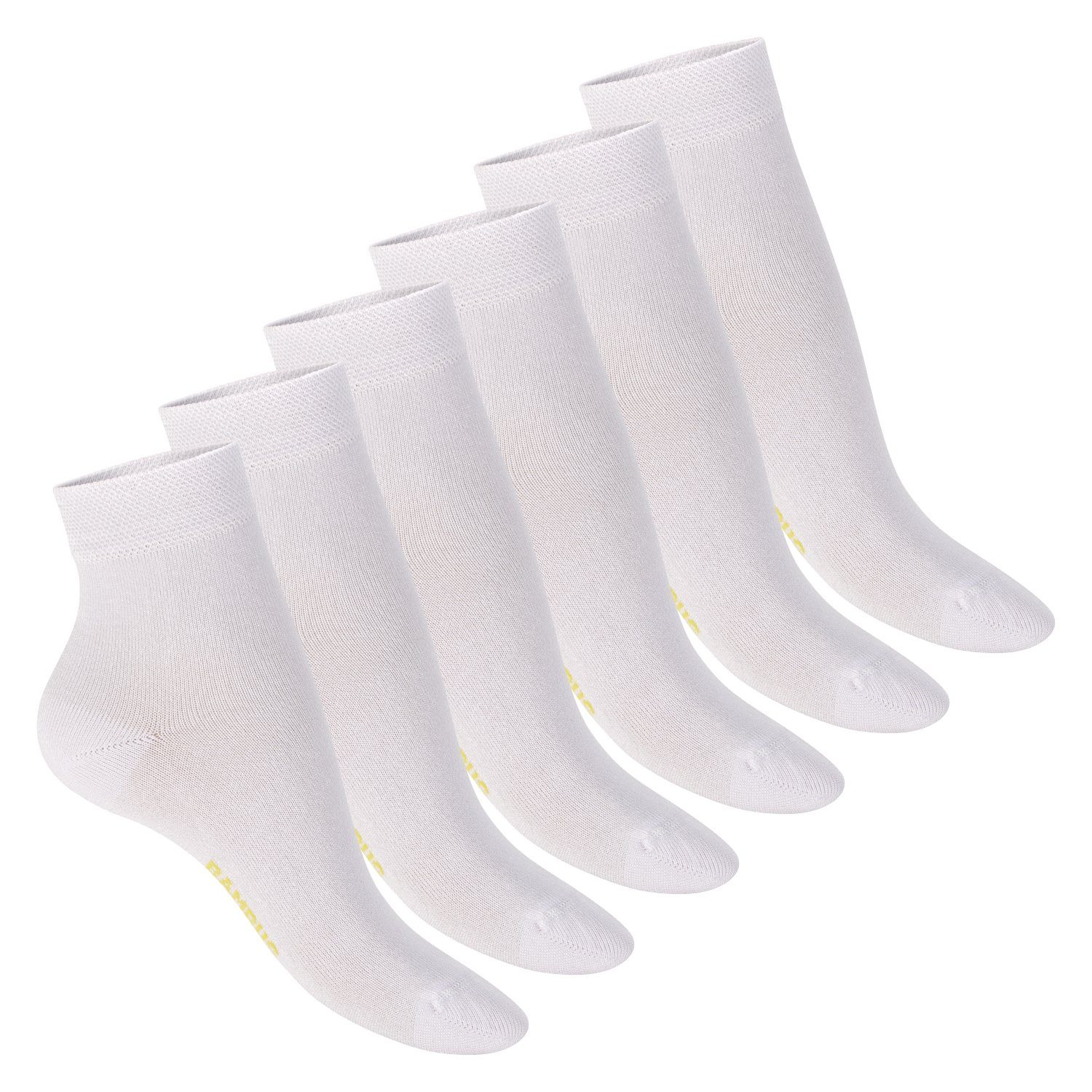 (6 Kurzschaft Kurzsocken Paar), Damen Weiß Socken nachhaltige Bambus Viskose Footstar