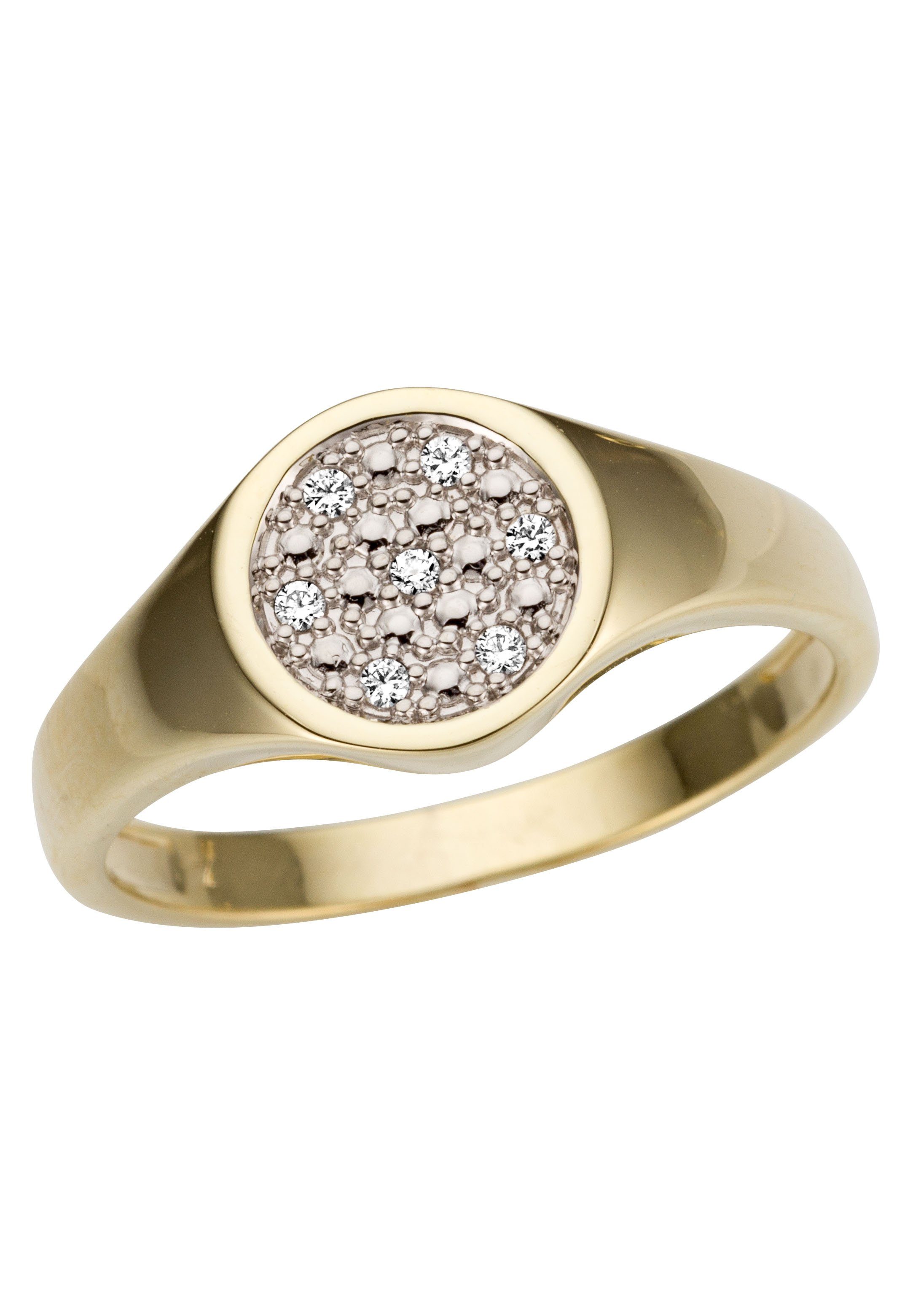 Firetti Goldring Schmuck Geschenk Gold 333 edel, rund, teilw. rhodiniert, massiv, mit Brillanten