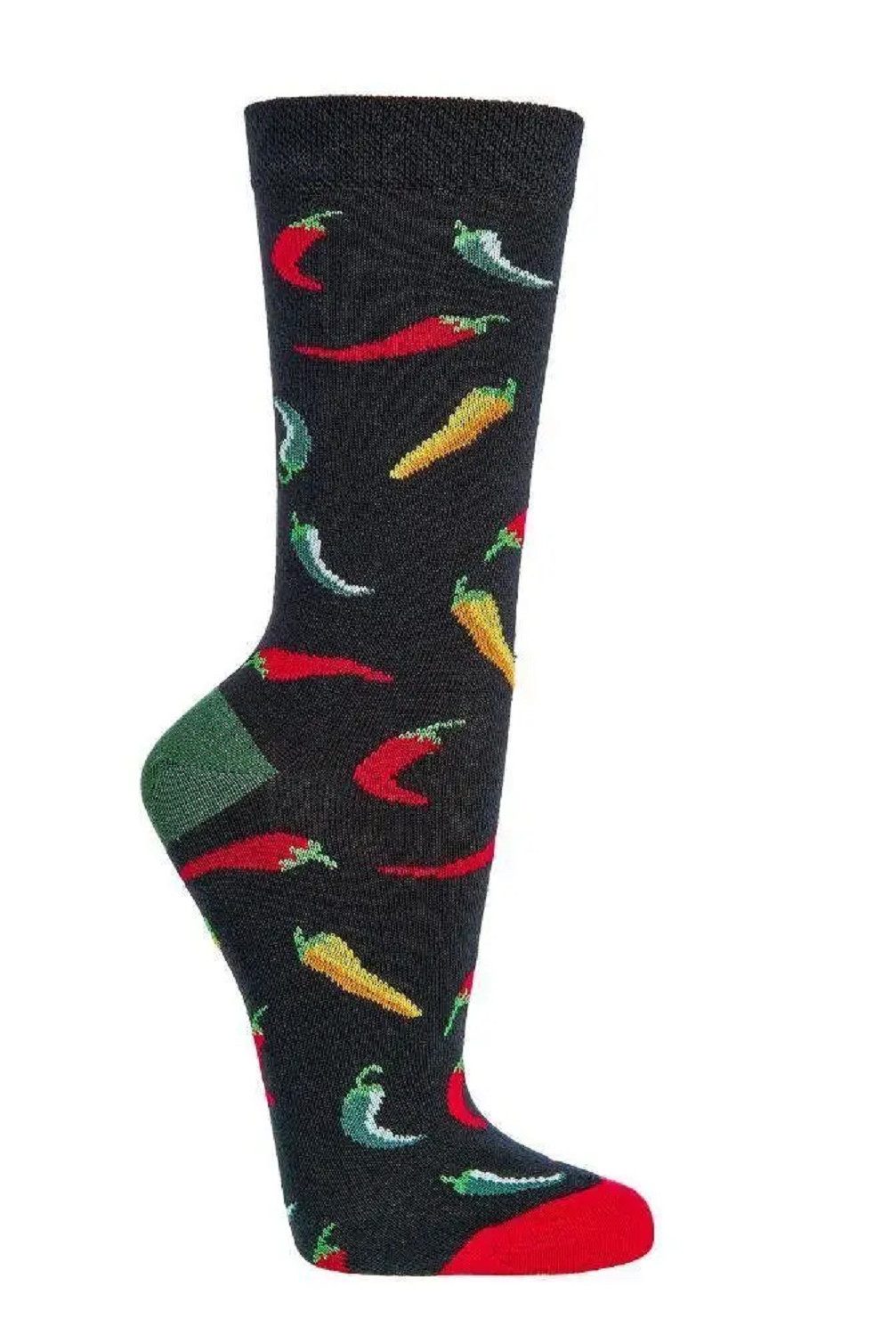 Socks 4 Fun Freizeitsocken Socks 4 Fun Motivsocken Chili (2-er Bündel, 2-Paar, 2 Paar) lustiges Design