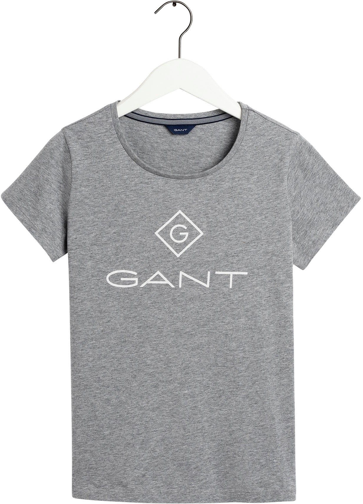 Damen Shirts Gant T-Shirt mit kontrastfarbenem Logodruck