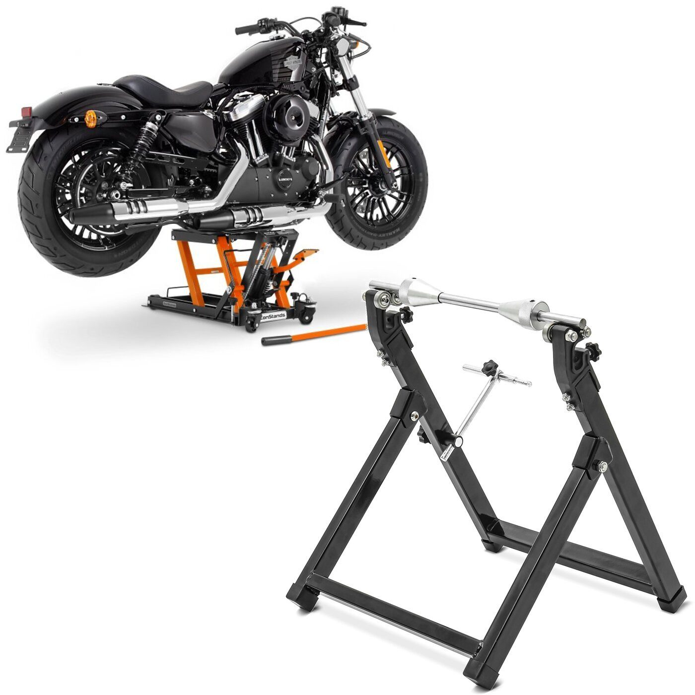 ConStands Motorradheber Set: Hebebühne Mid-lift L passend für Chopper / Custombike bis 680kg o