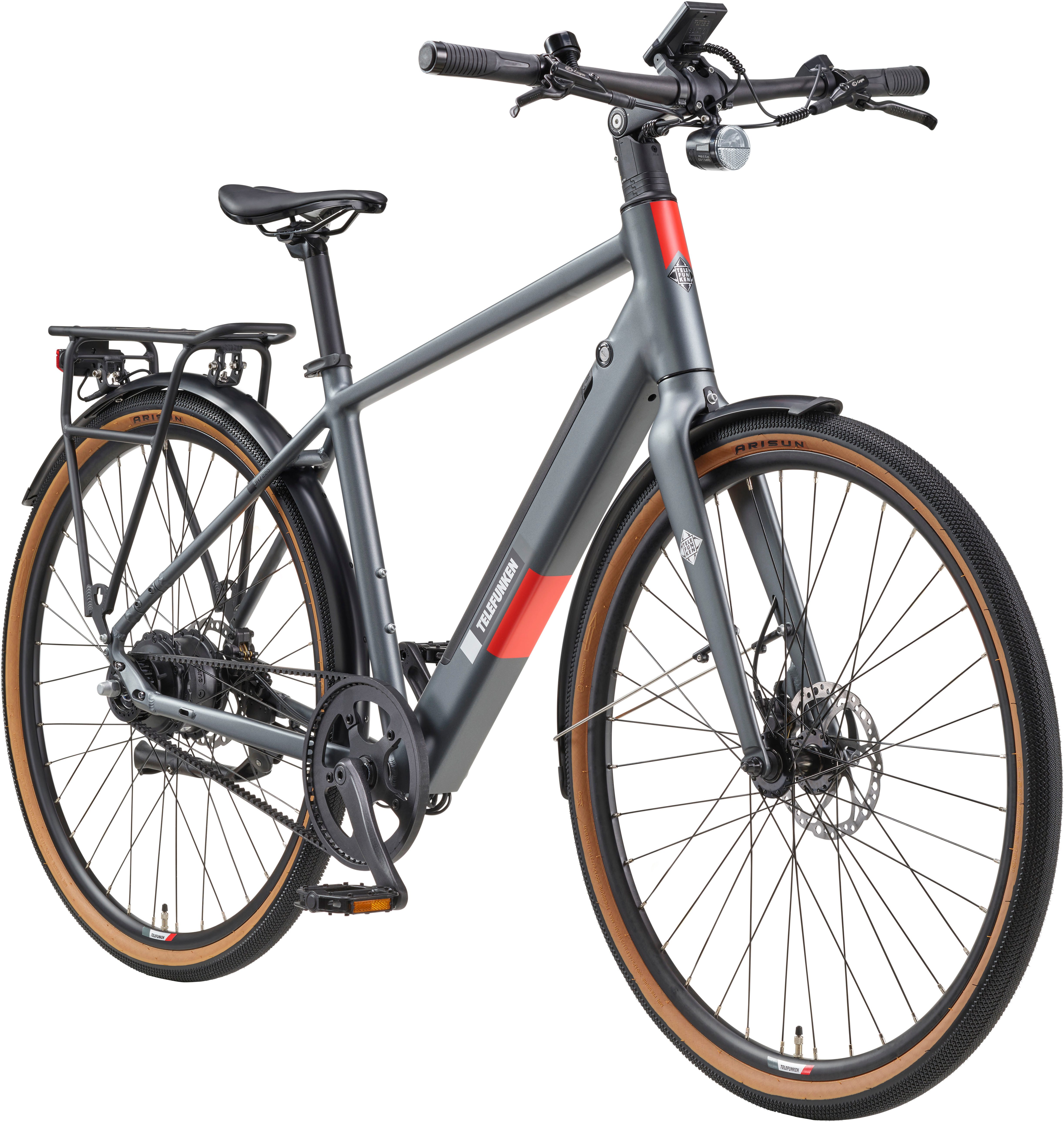 Telefunken E-Bike Cityrad UH220, 2 Gang, Automatikschaltung, Heckmotor, 417,6 Wh, (28 Zoll, Straßenzulassung, Riemenantrieb), Pedelec, Elektrofahrrad für Herren u. Damen, Urbanbike